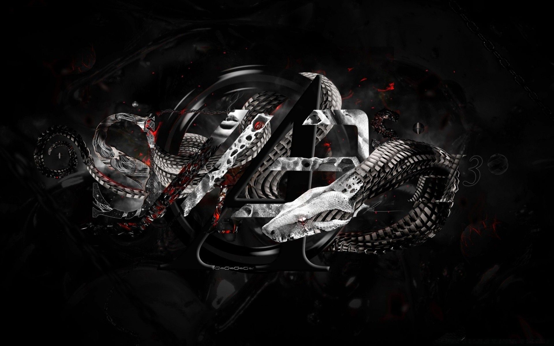 1920x1200 Mechanical Snake On A Black