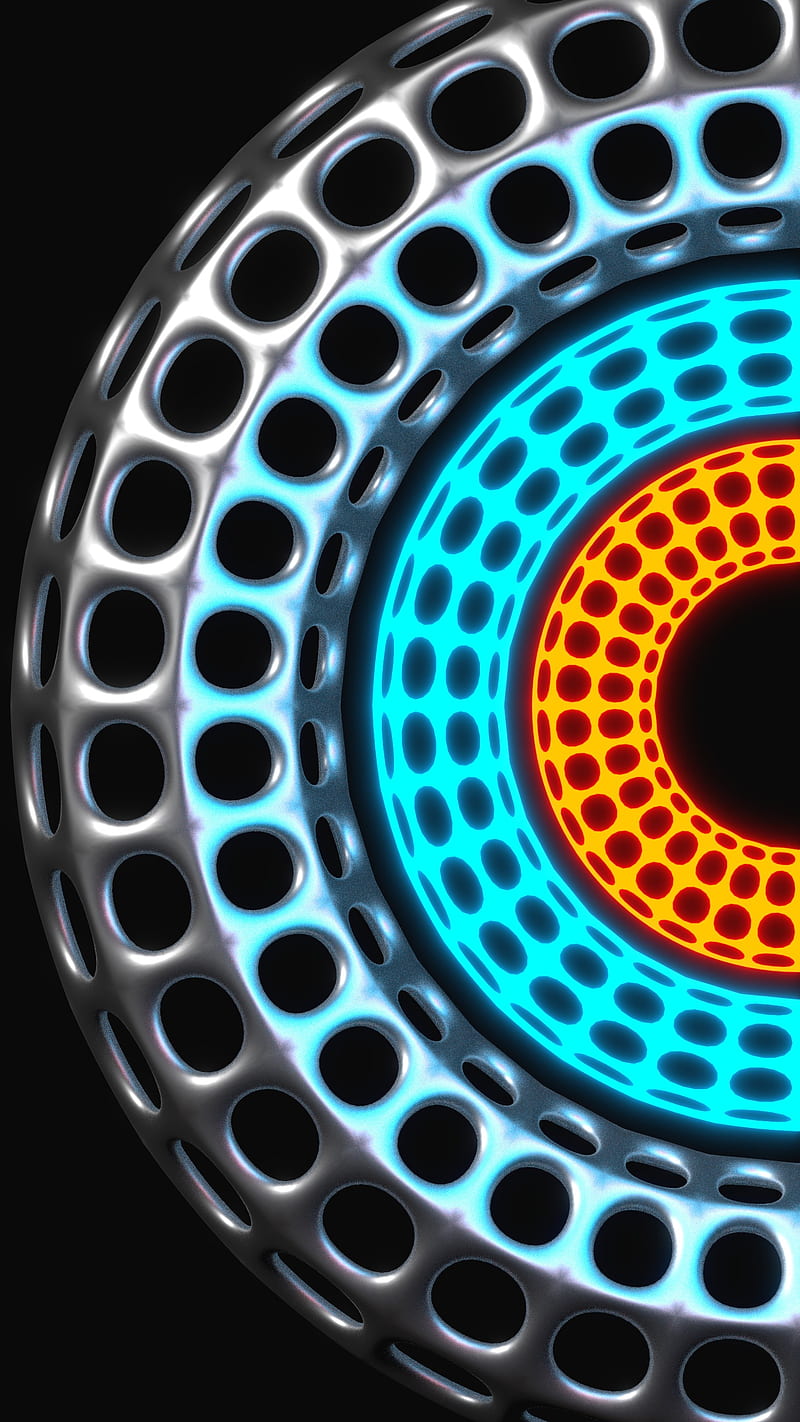 800x1422 Mechanical, 3D, 3D design, abstraction, dark, light, metallic, neon, render, HD phone wallpaper