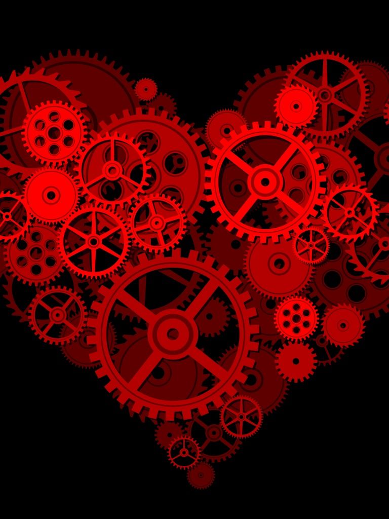 768x1024 Love heart Wallpaper 4K, Gears, Mechanical