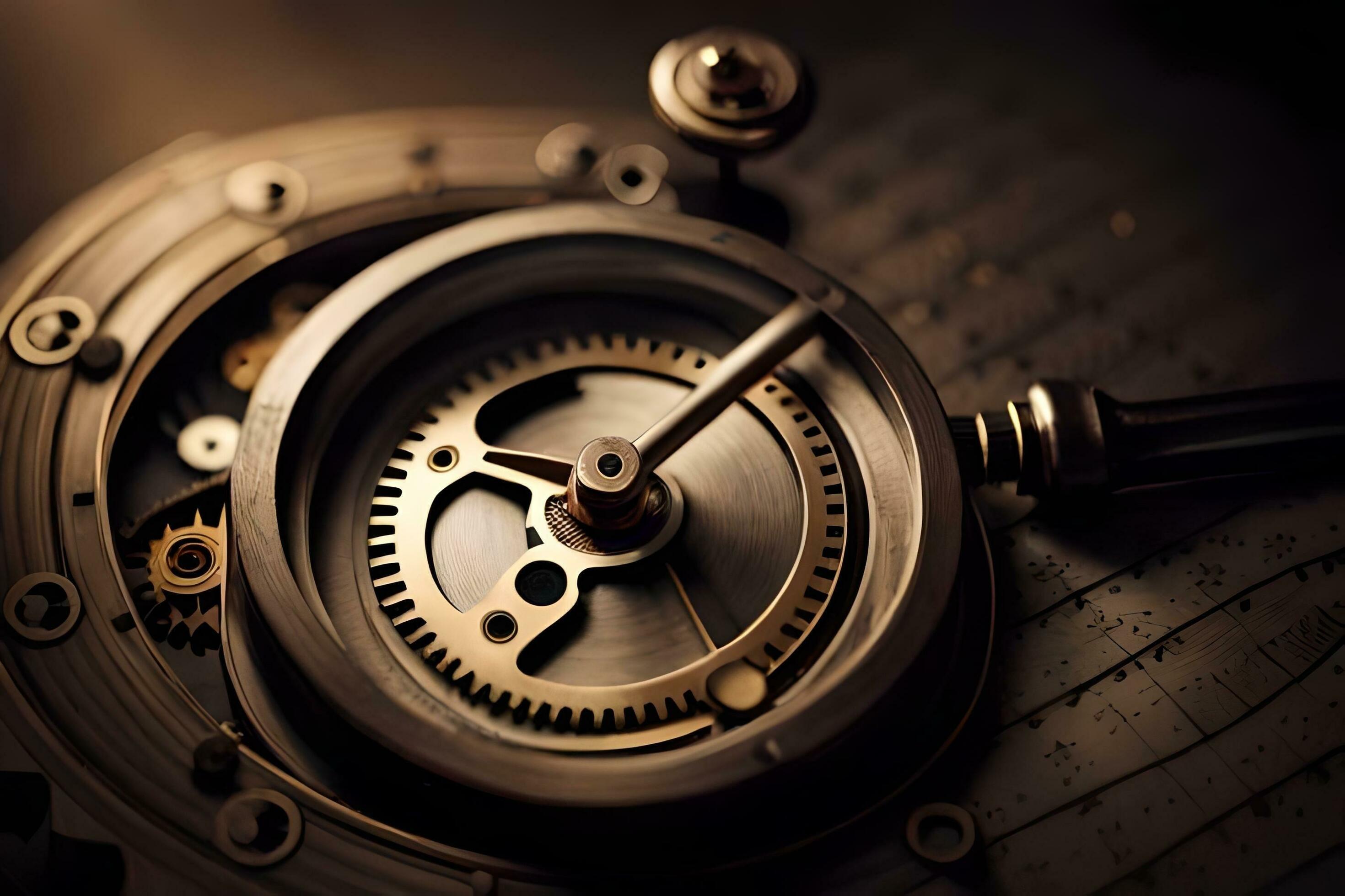 2940x1960 Steampunk Clockwork Mechanism On A Dark Background. AI Generated
