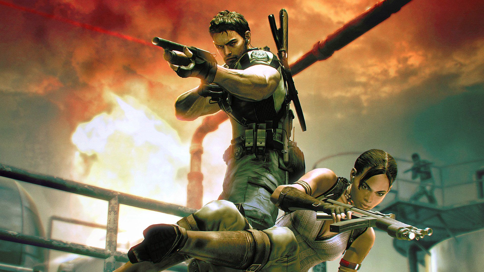 1920x1080 Resident Evil 5 HD Wallpaper: Sheva Alomar & Chris Redfield in Actionx1080