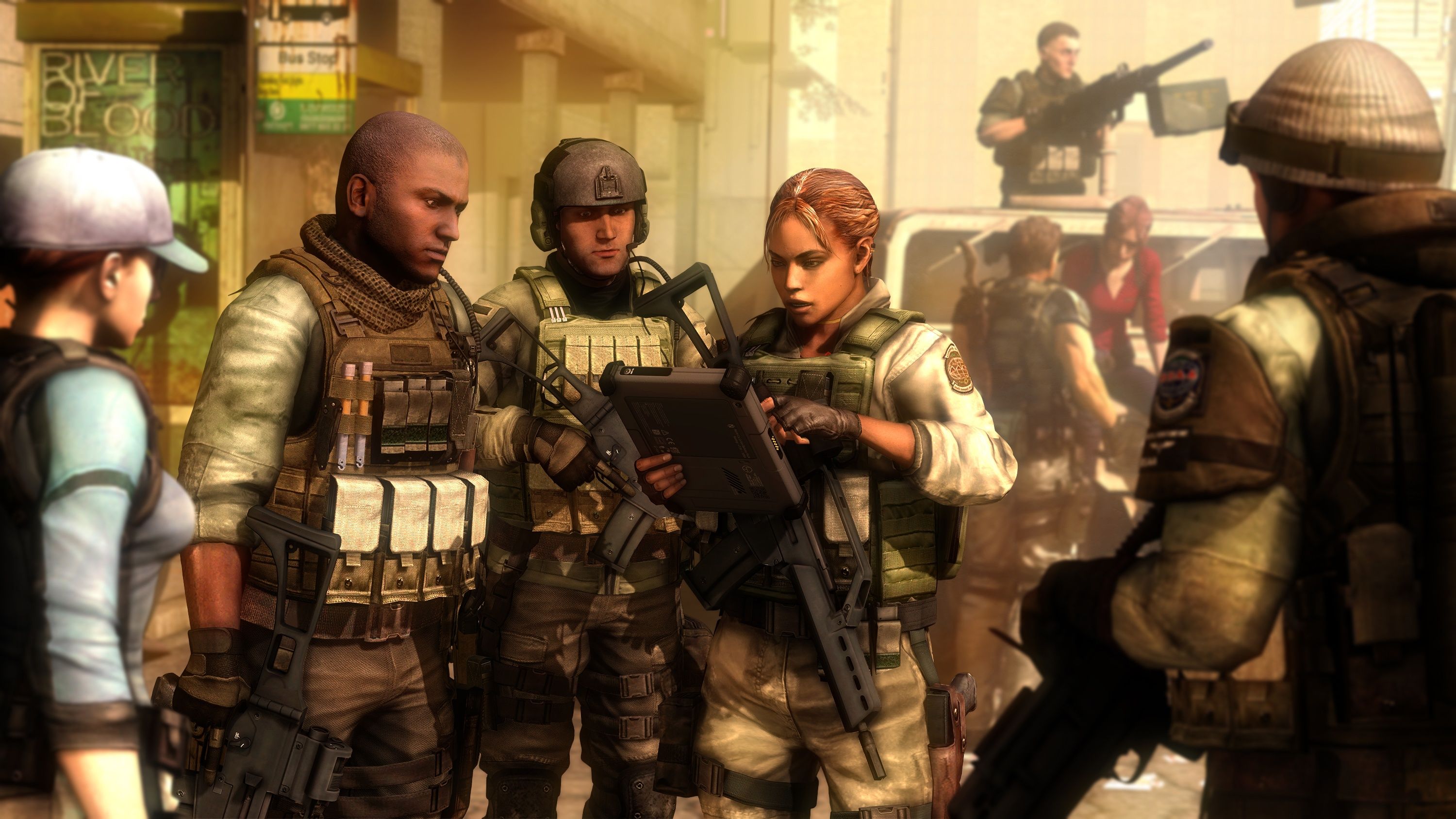 3000x1688 Wallpaper girl, weapons, soldiers, Resident Evil, ammunition, Jill Valentine, Sheva Alomar, BSAA for mobile and desktop, section игры, resolution 3000x1688