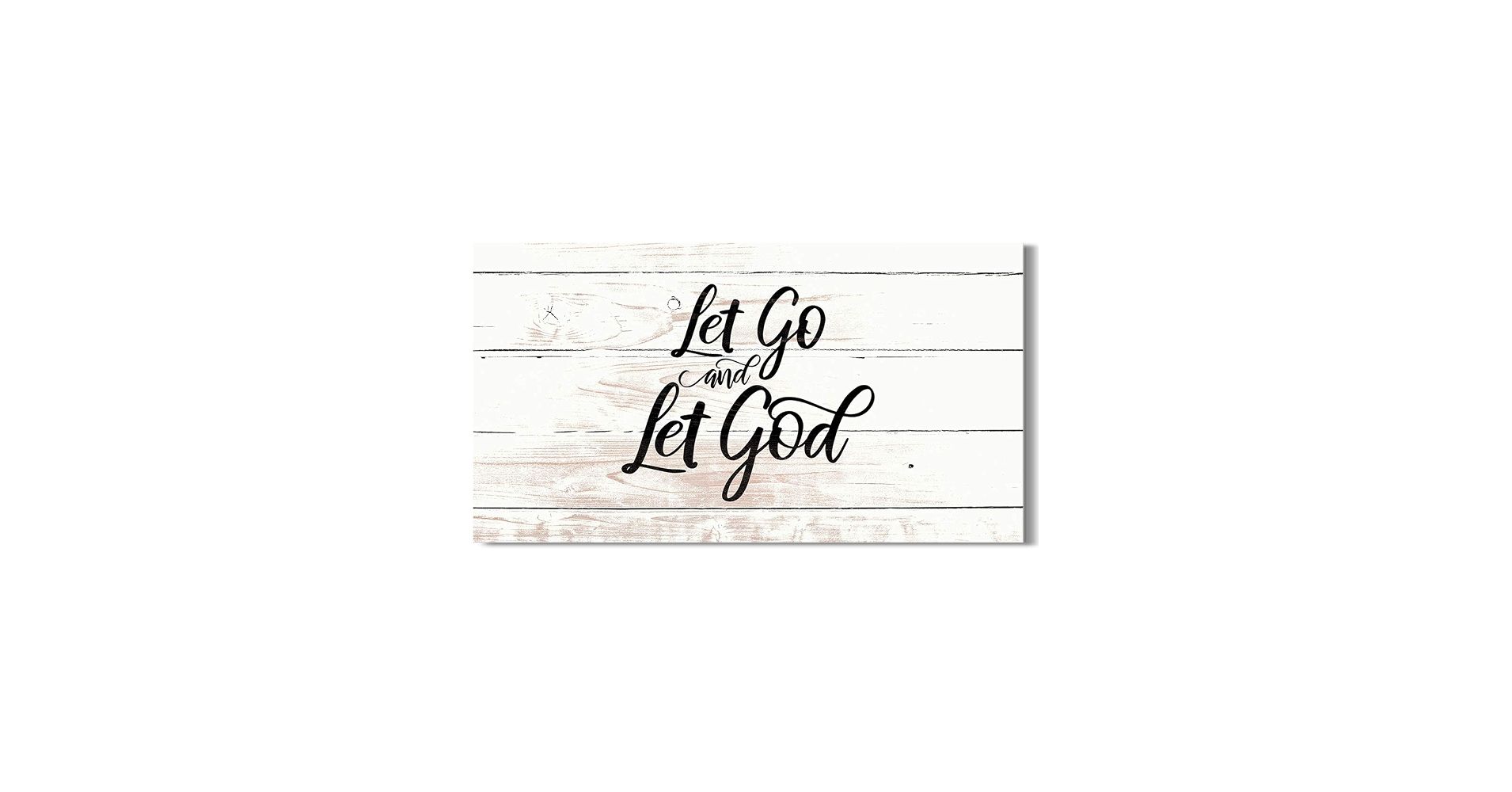 1910x1000 Let Go and Let God Wall Decor Art Canvas with Woodgrain Background (Not Printed on Wood) to Hang for above a couch, table, bed or