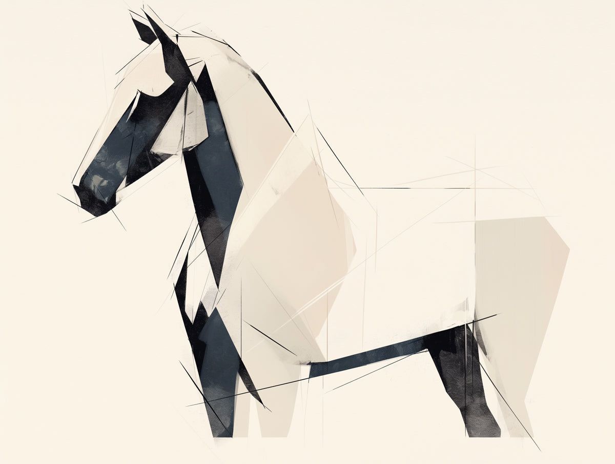 1200x904 Geometric Horse Mural Wallpaper. Minimalist Abstract Design