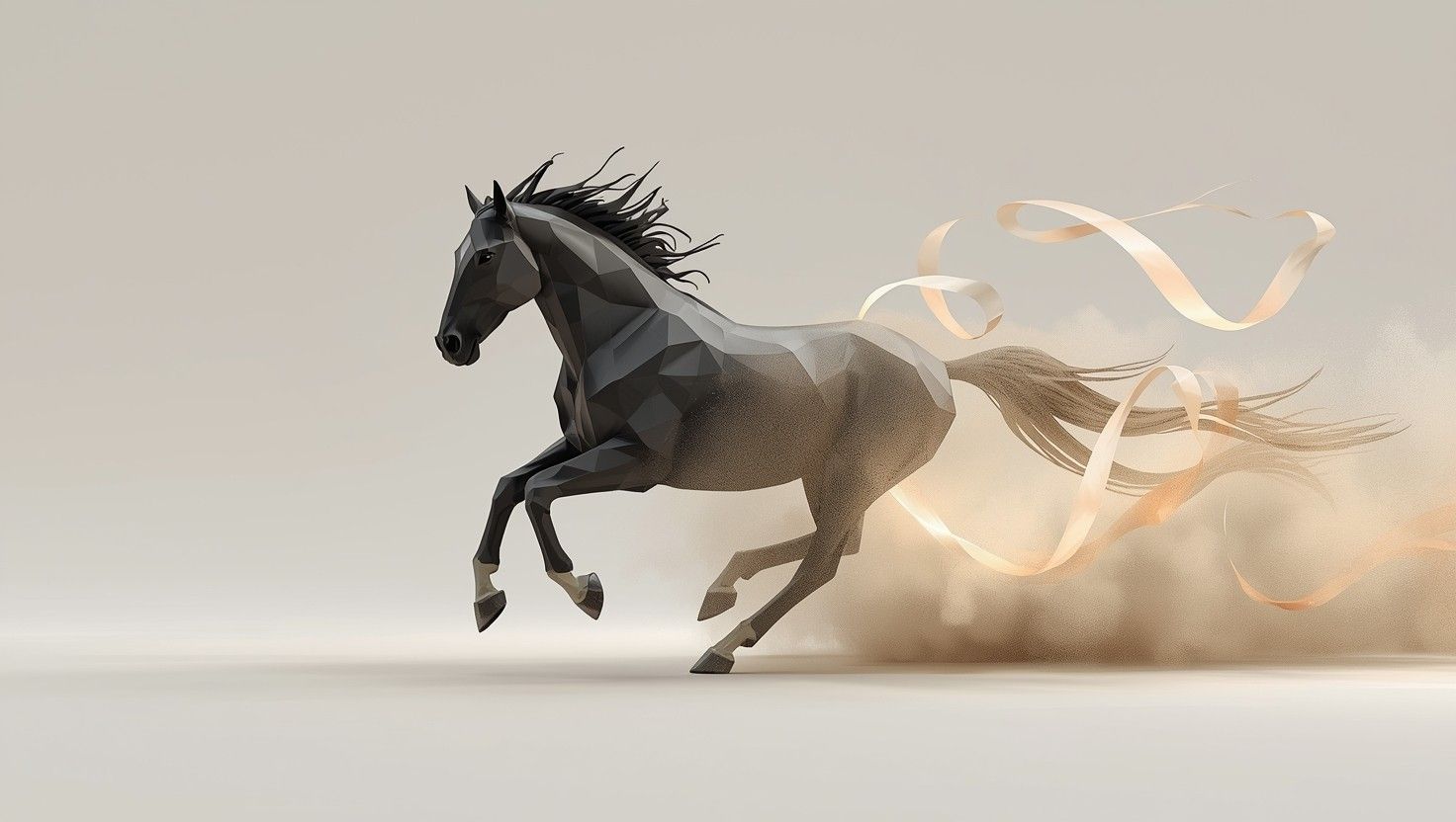1472x832 Download Geometric Horse Galloping Image, Geometric, 3D