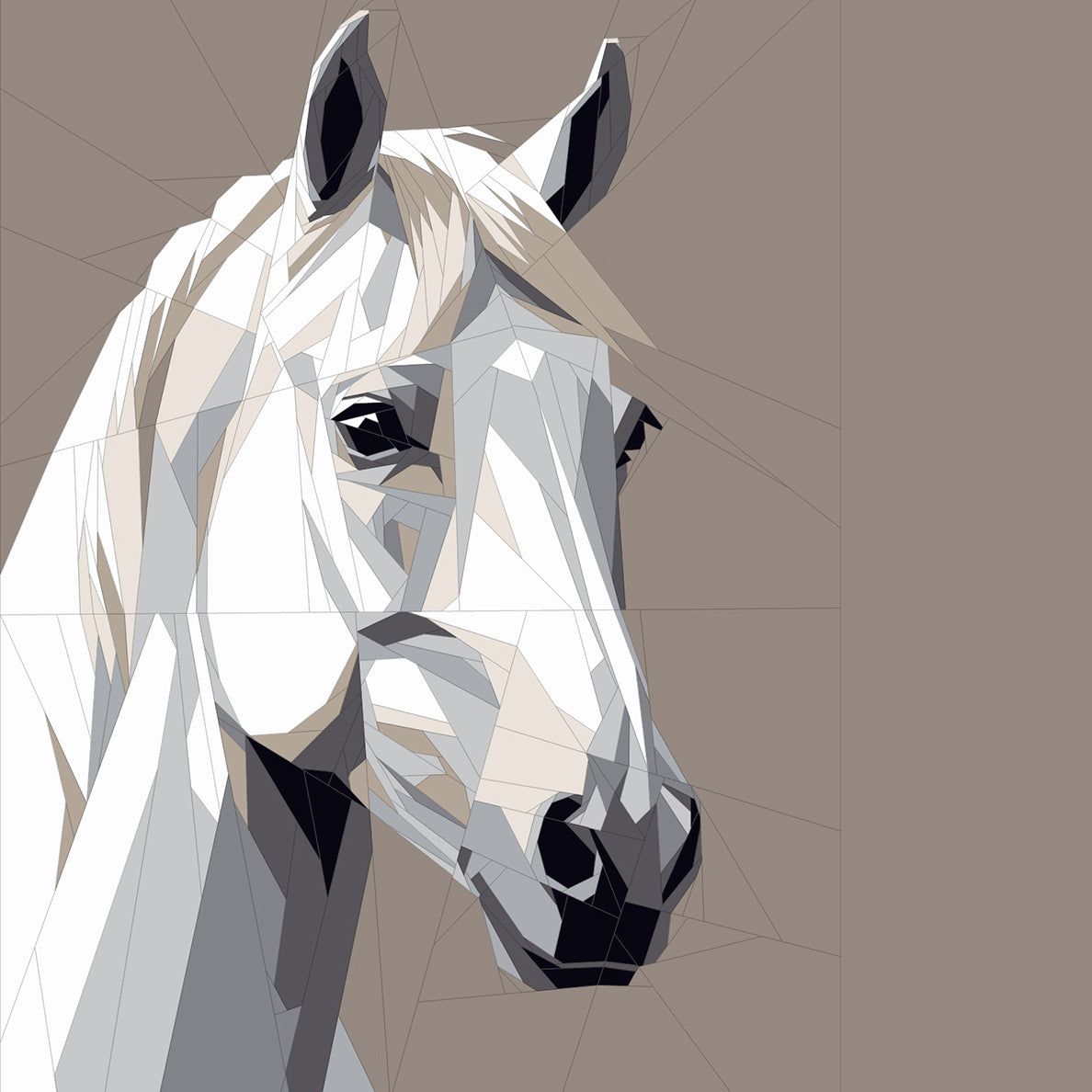 1188x1188 White Horse Paper Piecing Quilt Pattern