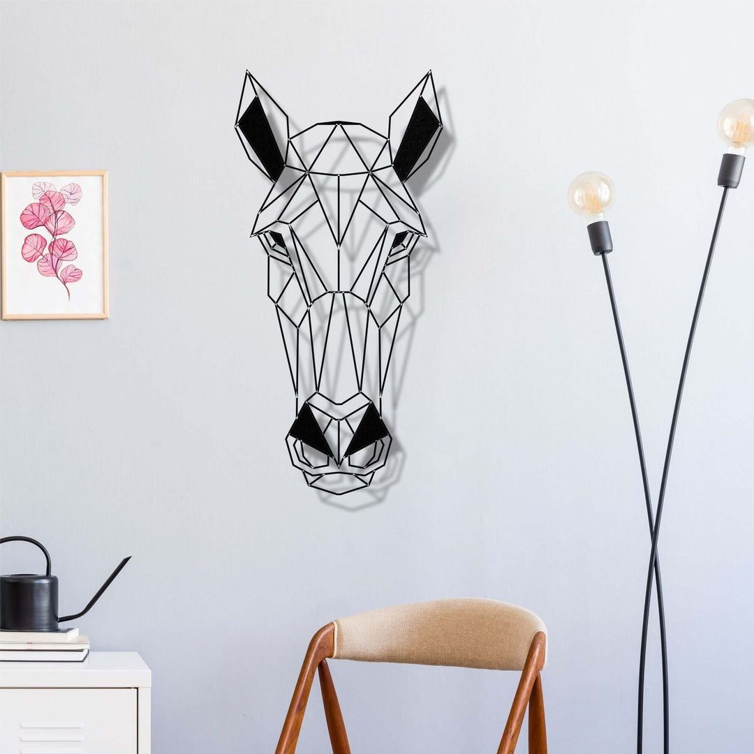 1080x1080 Geometric Horse Head Metal Wall Art