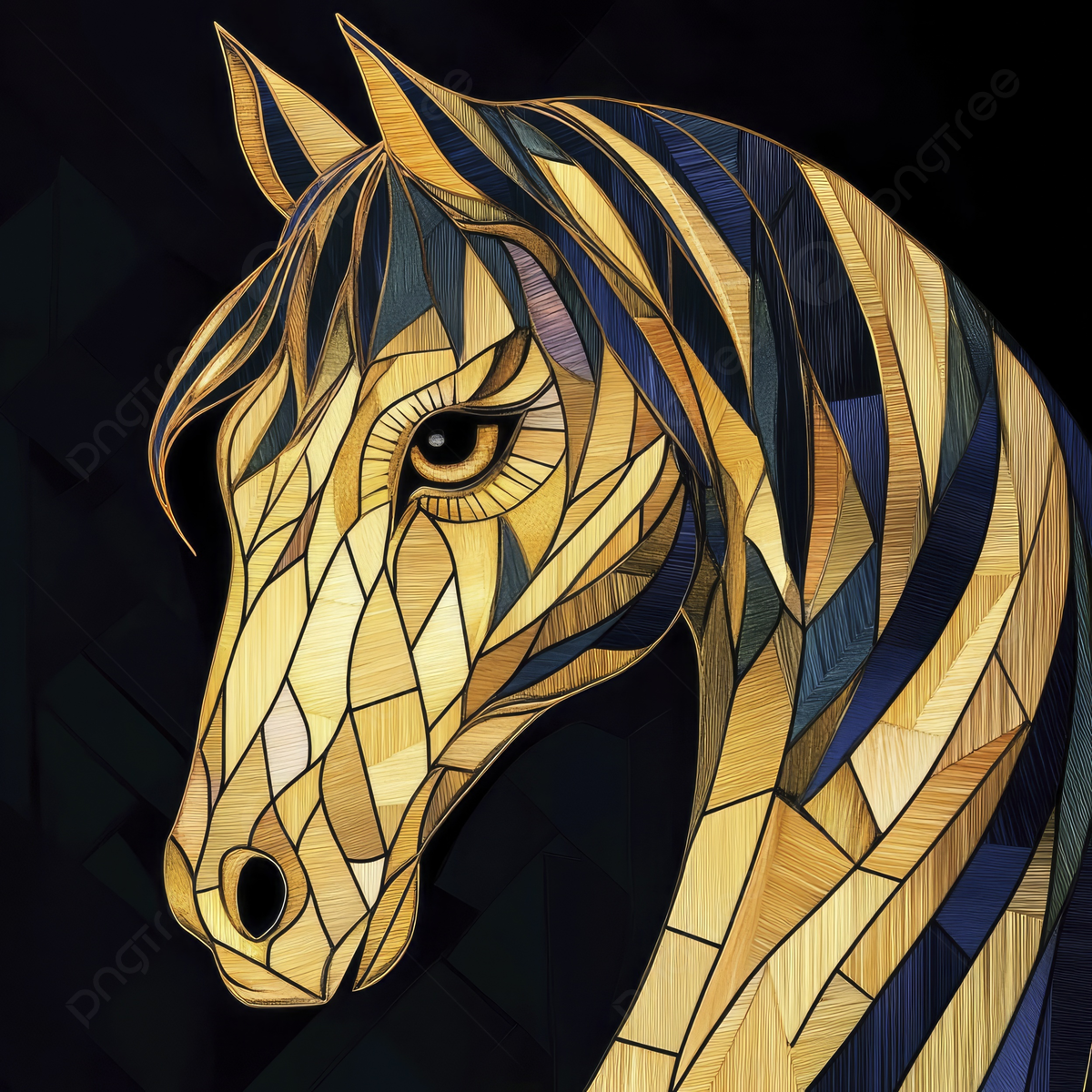 1200x1200 Geometric Horse In Golden Hues Dark Background, Horse, Geometric, Art Background Image And Wallpaper for Free Download