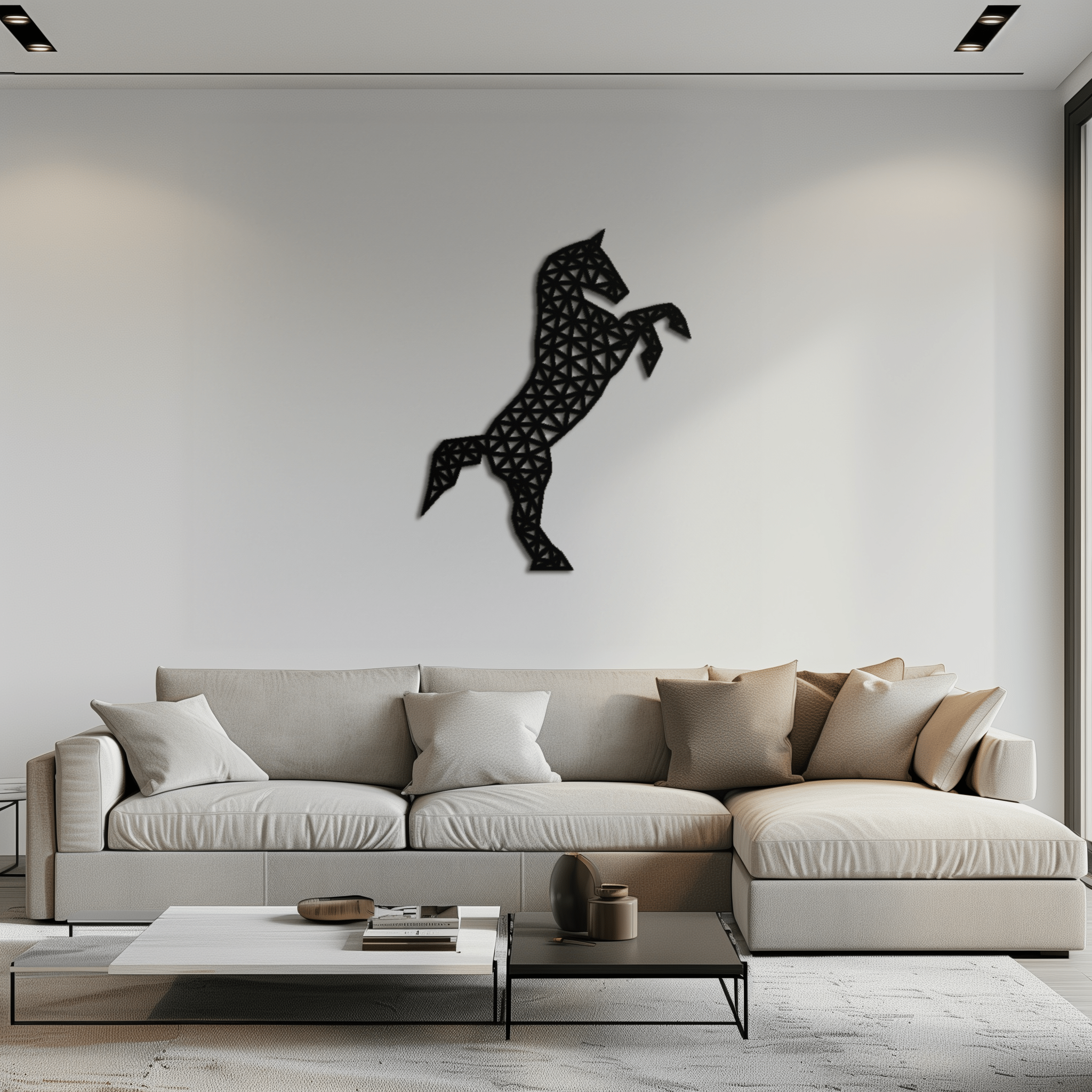 2048x2048 Geometric Horse Metal Wall Art Steel Horse Silhouette