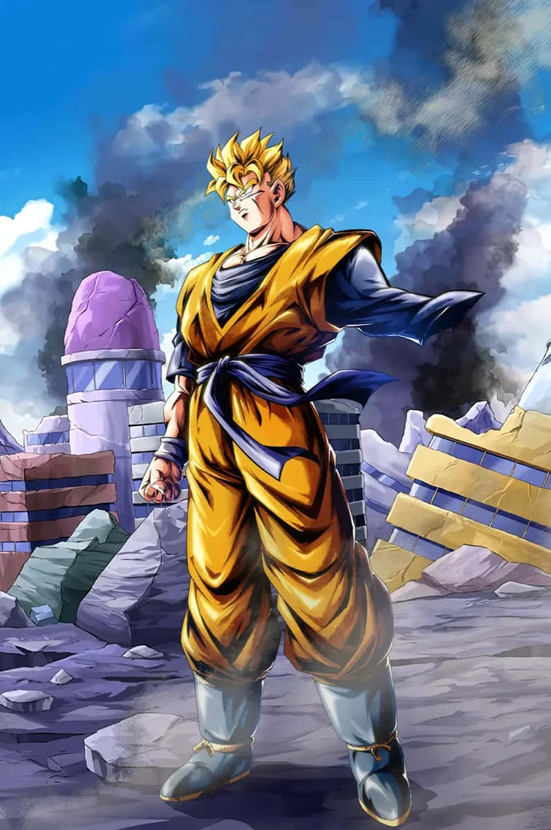 797x1200 Download Future Gohan Standing Among Ruins Wallpaper