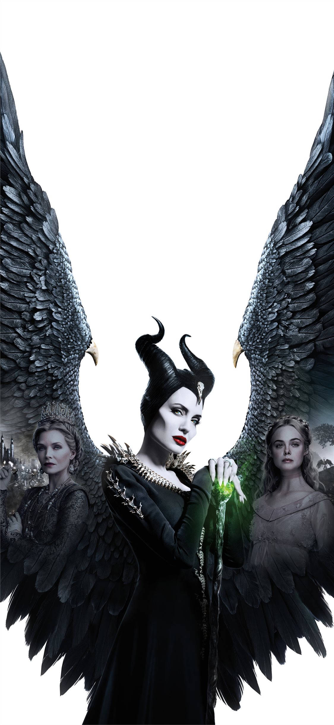 1125x2436 Download Maleficent With Aurora And The Queen Wallpaper