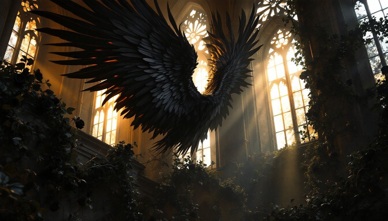 1344x768 Download Divine Wings Illuminate Image, Wings, Cathedral