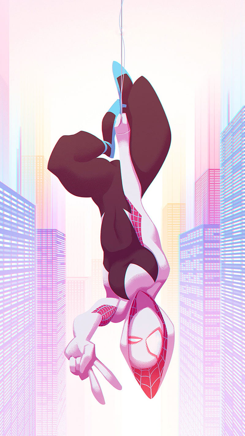 800x1422 Spider Gwen, Girl, Gwen, Into The Spider Verse, Man, Marvel, Pink, Rose, Spider, HD Phone Wallpaper