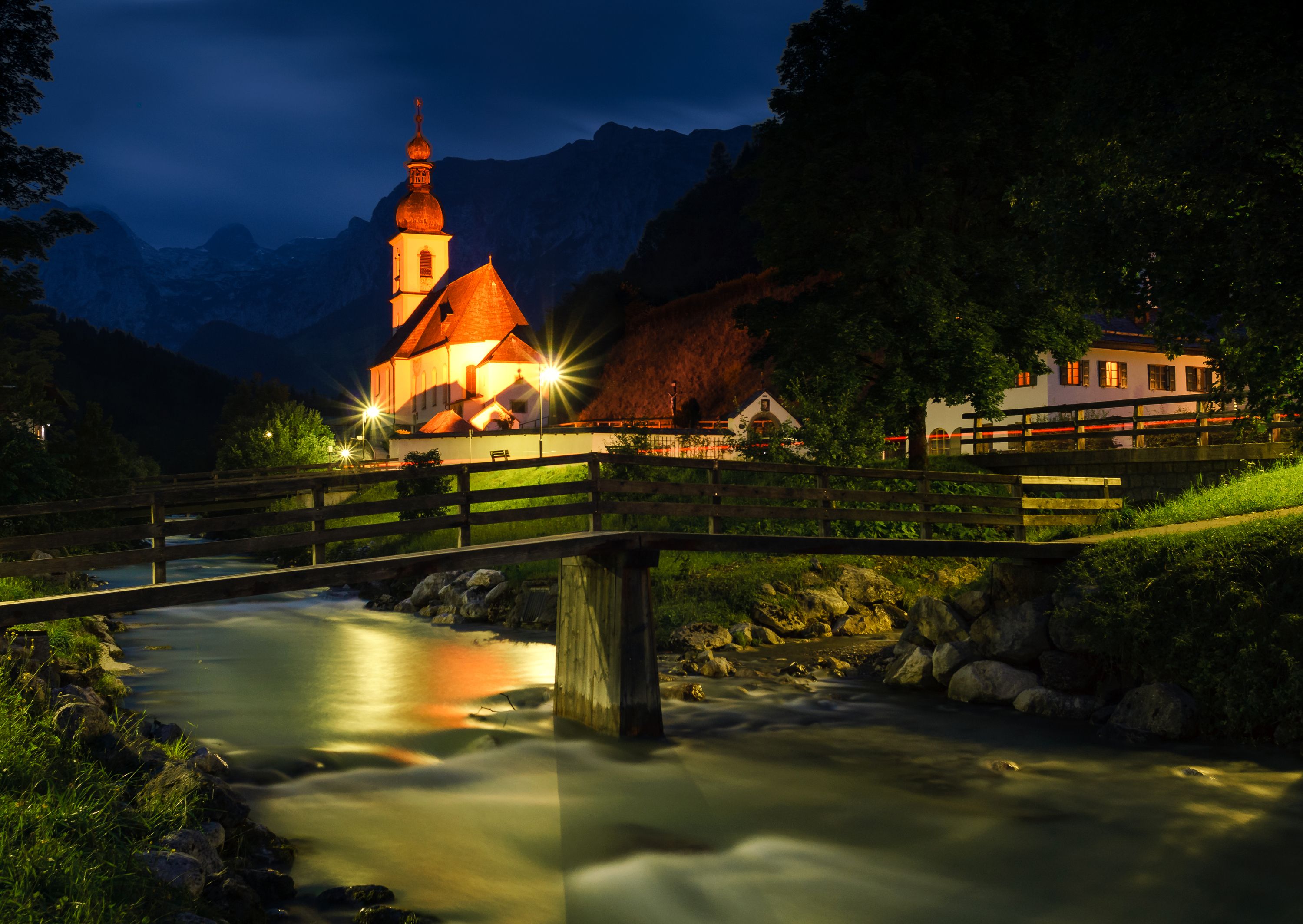 3000x2128 Phone wallpaper: Man Made, Village, Bridge, Germany, Light, Night 773231