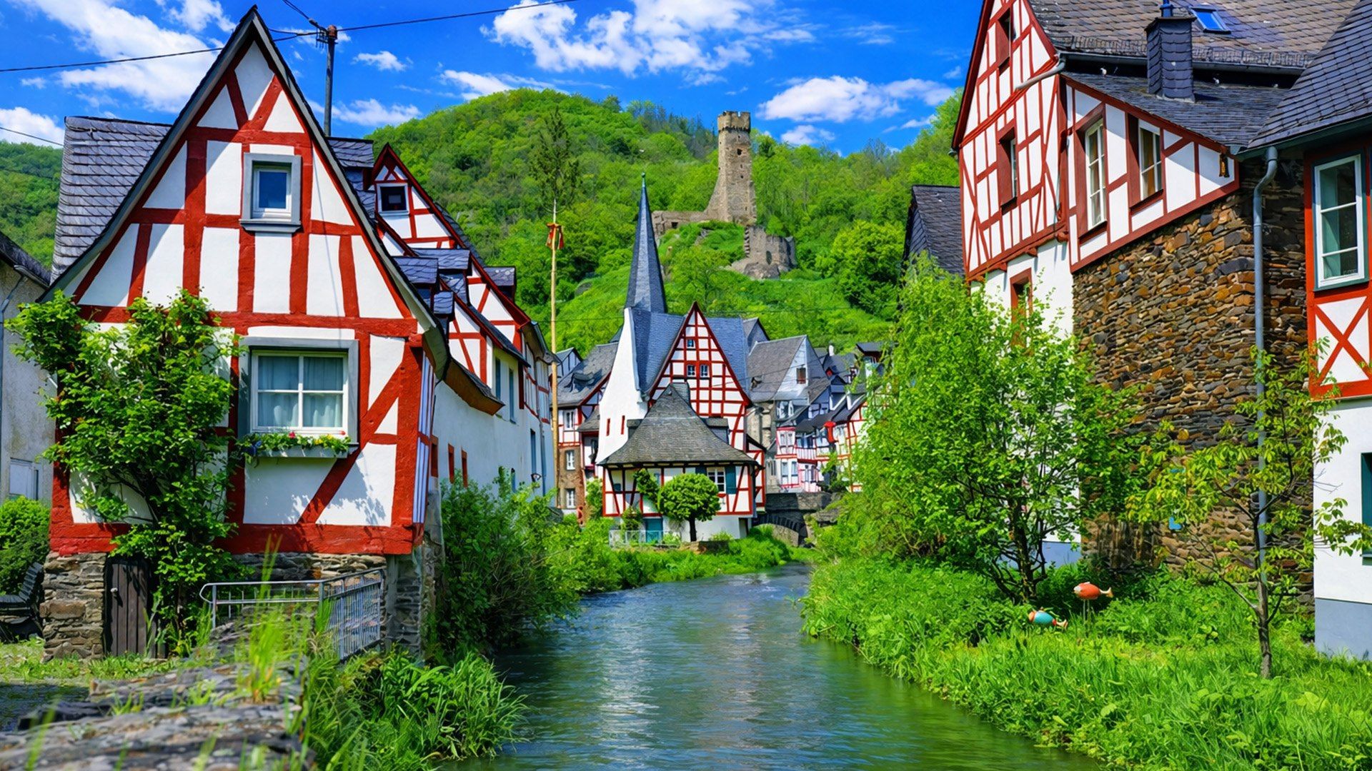 1920x1080 Monreal, Germany: A Pictureque Eifel Town's Hidden Beauty in 8K