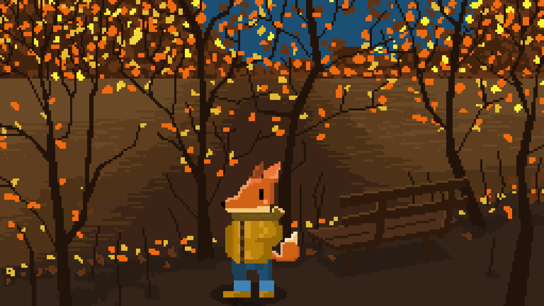 1792x1008 How we met in Autumn. Mr.Romantic Fox [pixel art] by riri pixel on Dribbble