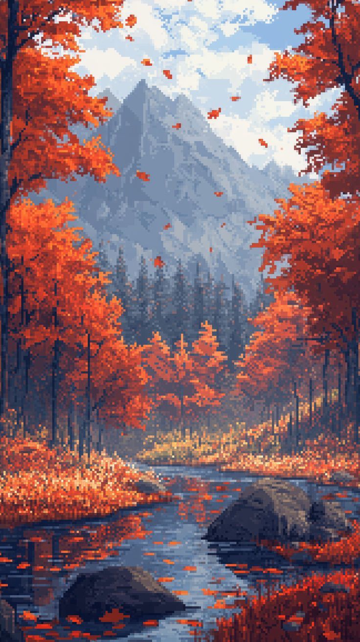 736x1313 Pixel Art Autumn Vibes Wallpaper 6