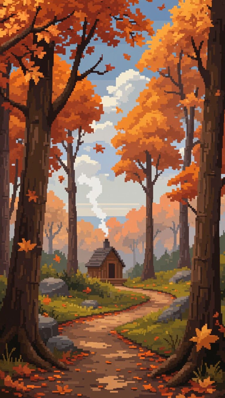 768x1360 Download Autumn Pixel Art Image, Pixel, Art