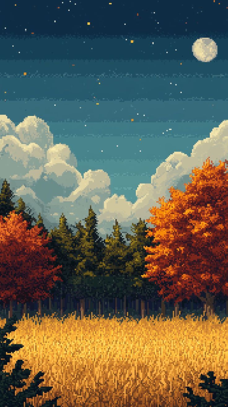 736x1313 Pixel Art Fall Fields Wallpaper 6