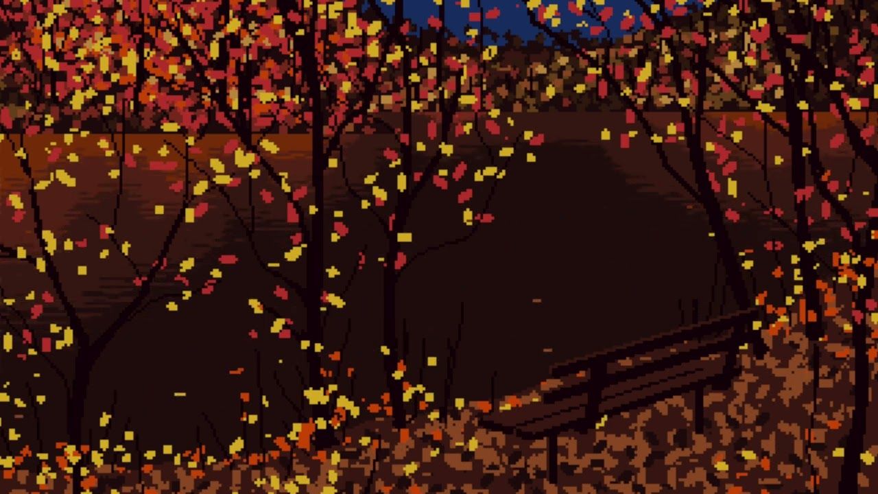 1280x720 Windy Autumn Sunset at the Pond Pixel Ambiance (1 Hour)