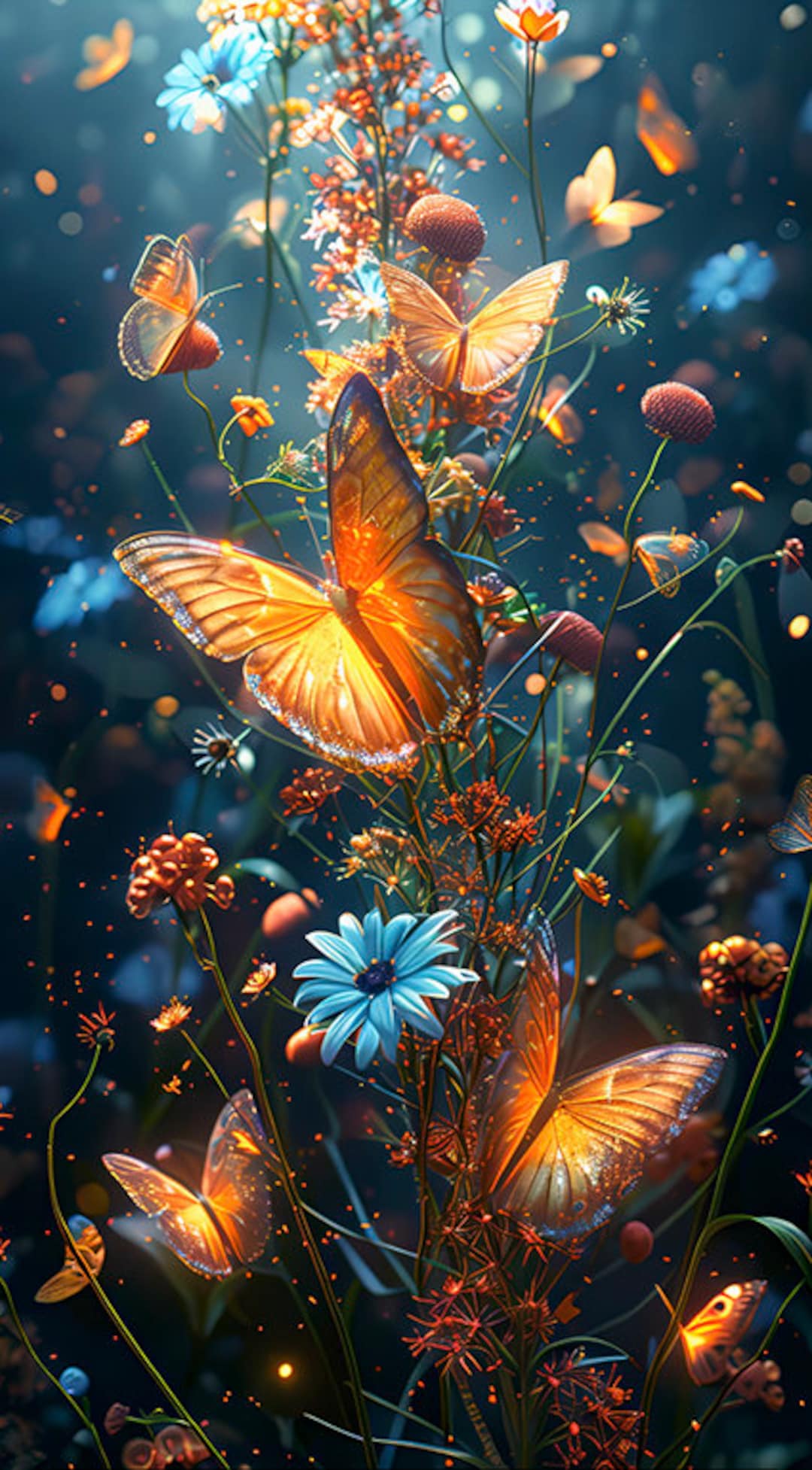 1080x1954 Enchanted Bloom Live iPhone Wallpaper. Butterfly Wallpaper. Digital Download. iPhone Wallpaper Digital Phone Wallpaper
