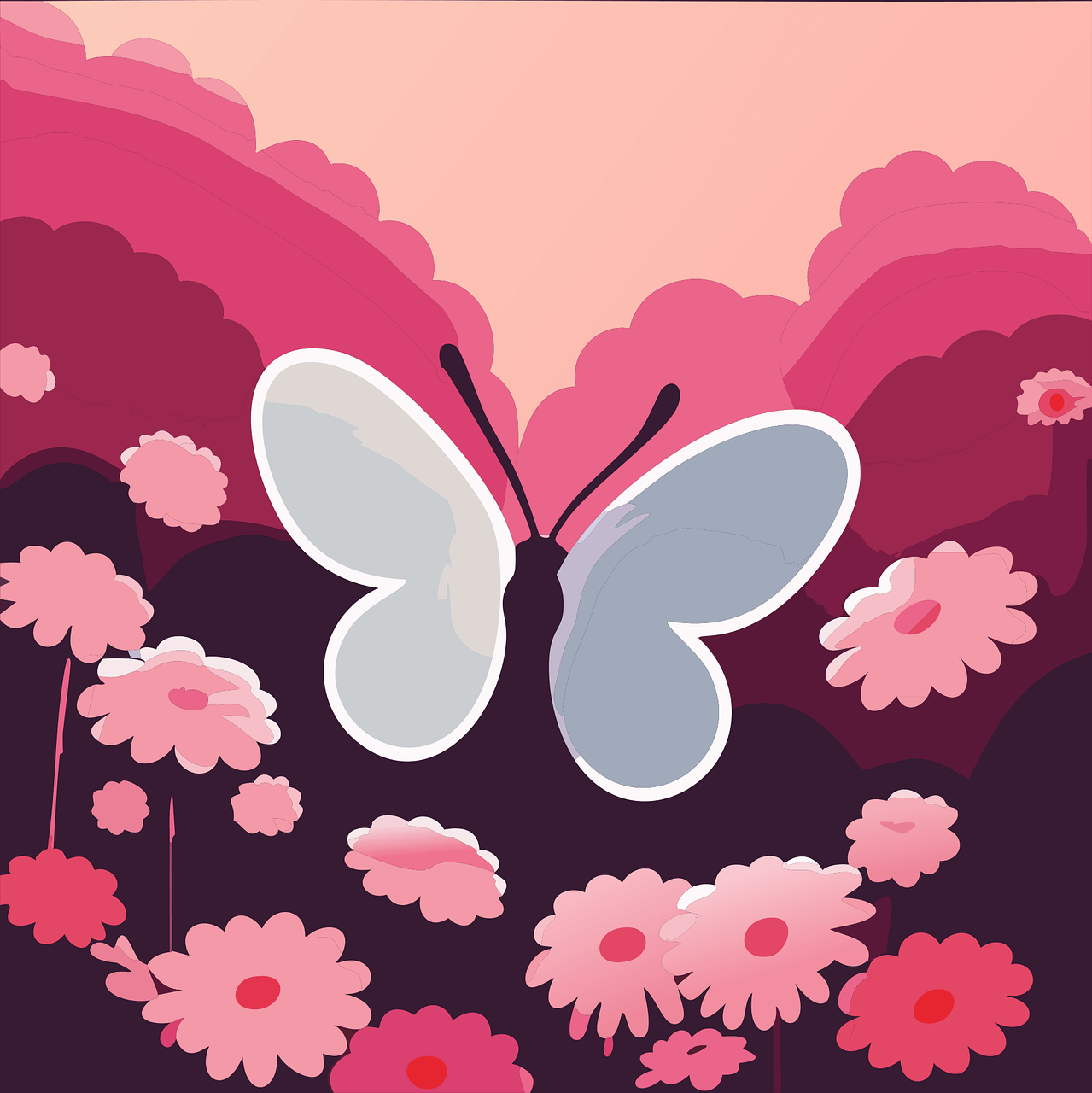 1279x1280 Download Butterfly Nature Flower Background. Royalty Free Vector Graphic