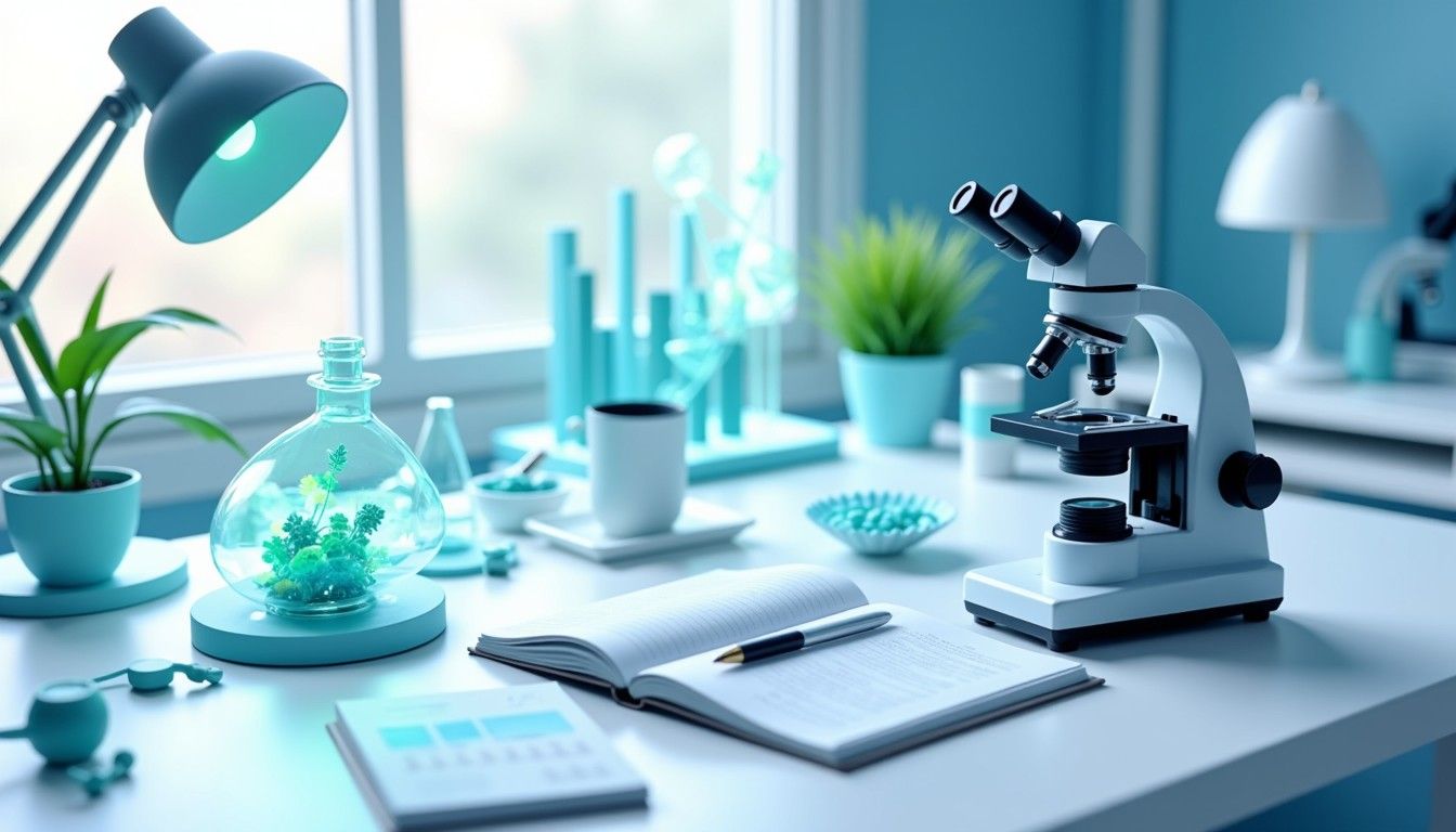 1344x768 Download Scientific Research Desk Image, Science, Microscope