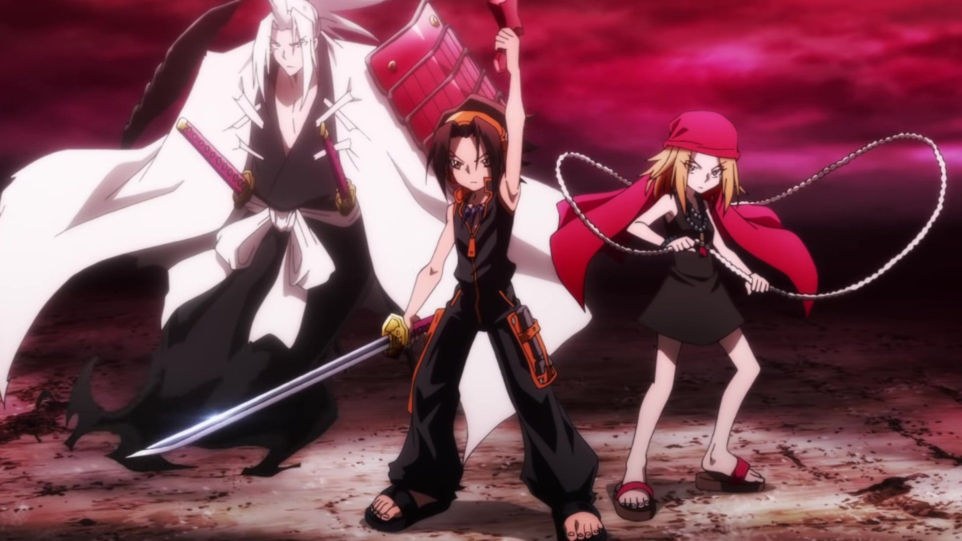 1920x1080 Desktop wallpaper: Shaman King (2021), Anime, Amidamaru (Shaman King), Anna Kyoyama, Yoh Asakura 4K free download for PC. 1510980