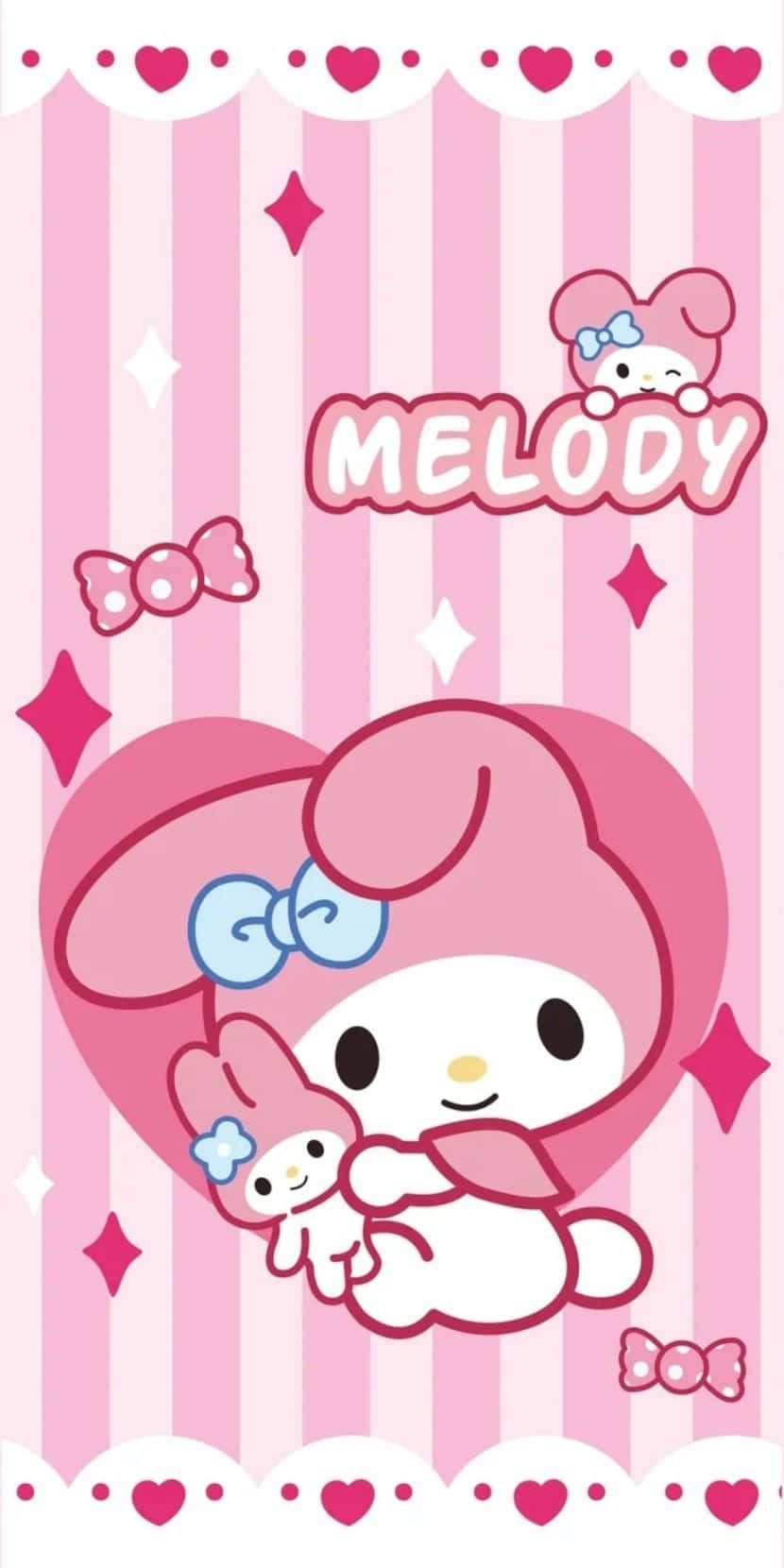 830x1660 Download My Melody Pink Striped Background Wallpaper
