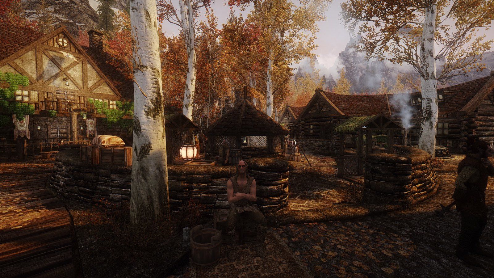 1600x900 Riften Evening. Weird to be back to Skyrim again. >.< I mis