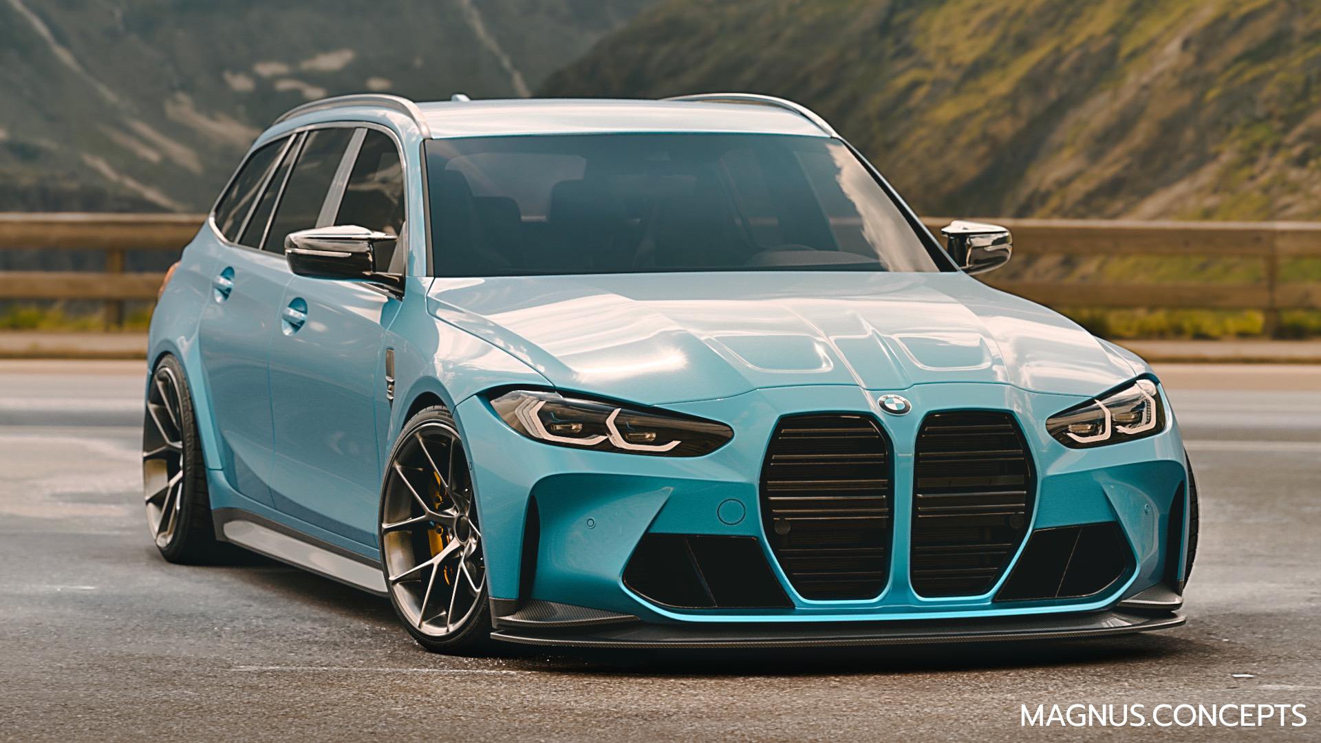 1920x1080 BMW M3 Touring rendered with carbon fiber parts