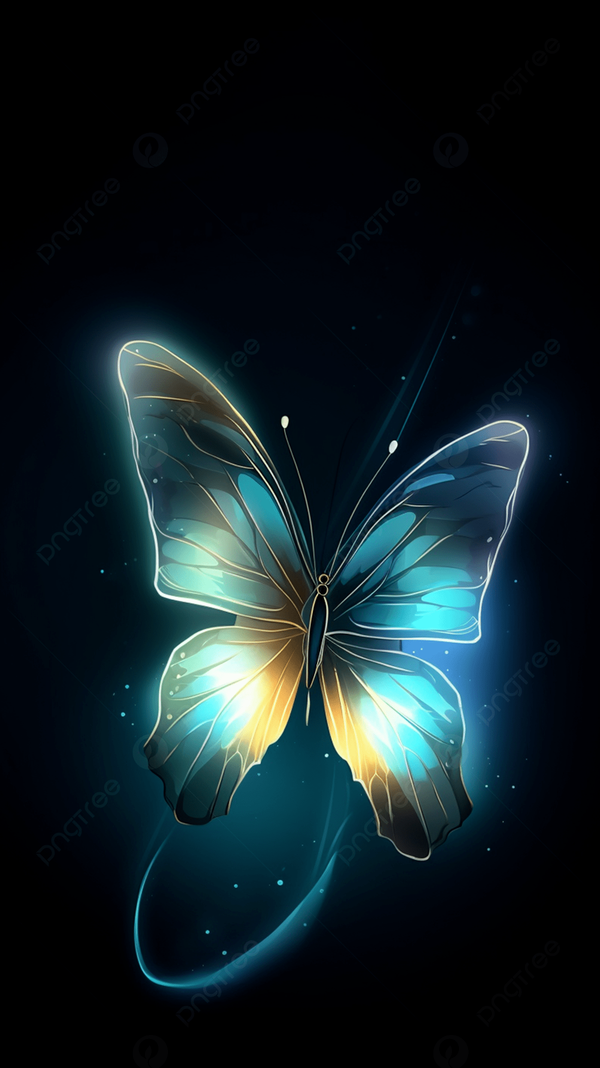 1200x2134 Butterfly Glowing Blue Fantasy Background Wallpaper Image For Free Download