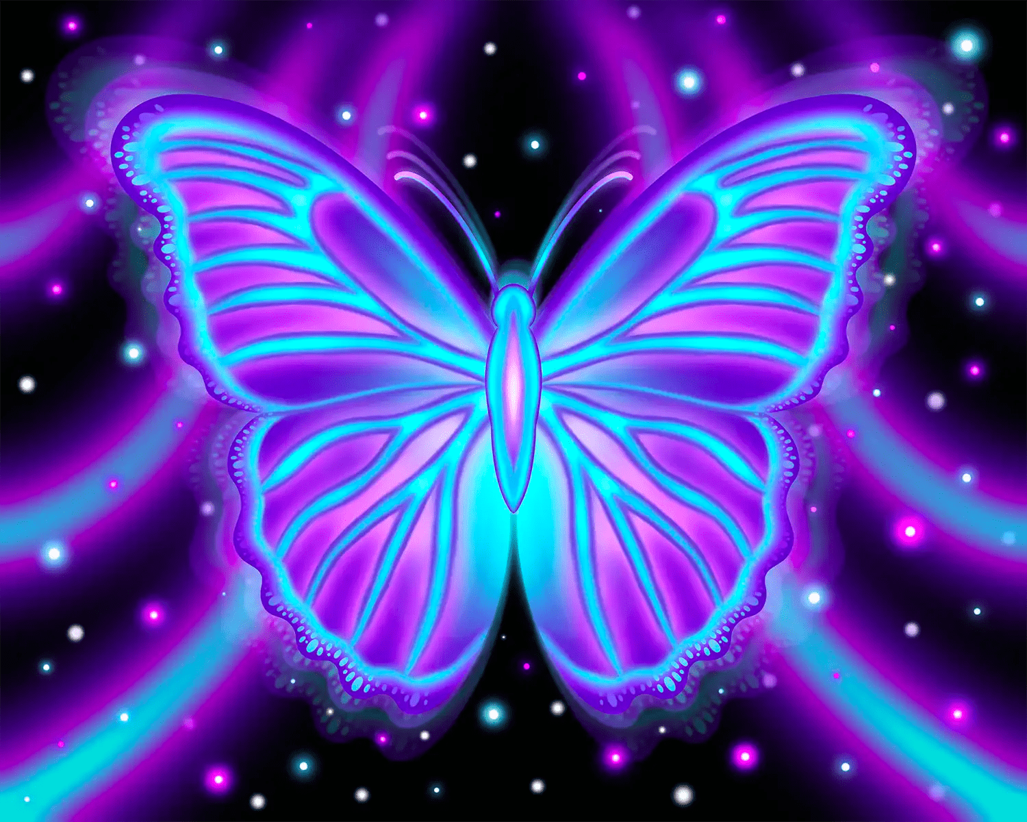 1500x1200 Glow Butterfly Ethereal Trippy Fine Art Print. Deep Space Violet
