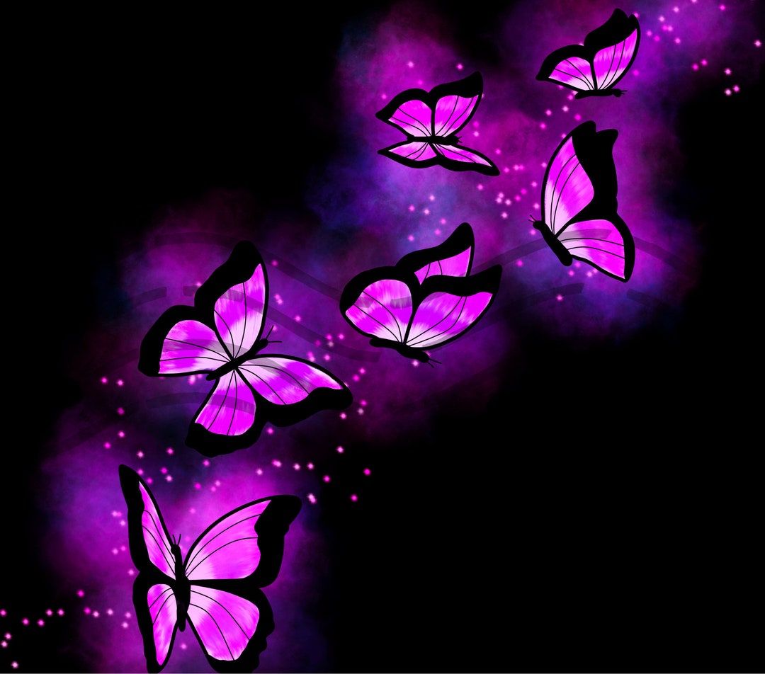 1080x952 Purple Butterfly Glow 20oz Sublimation PNG