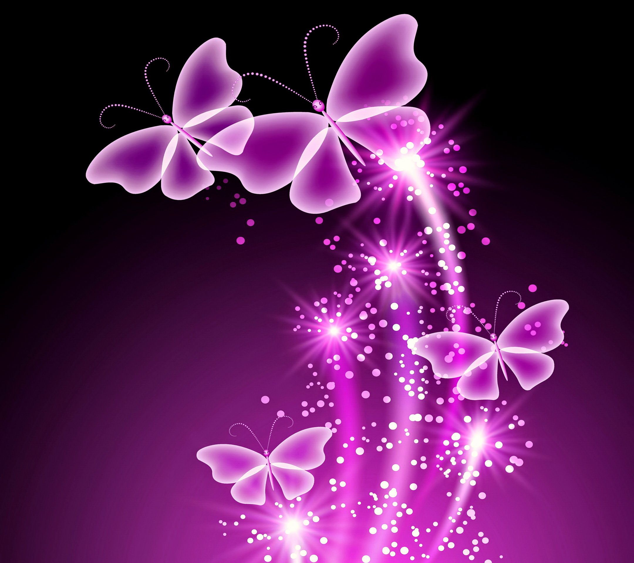 2160x1920 Wallpaper abstract, butterflies, purple, sparkle, glow, neon, Neon, butterfly for mobile and desktop, section абстракции, resolution 2160x1920
