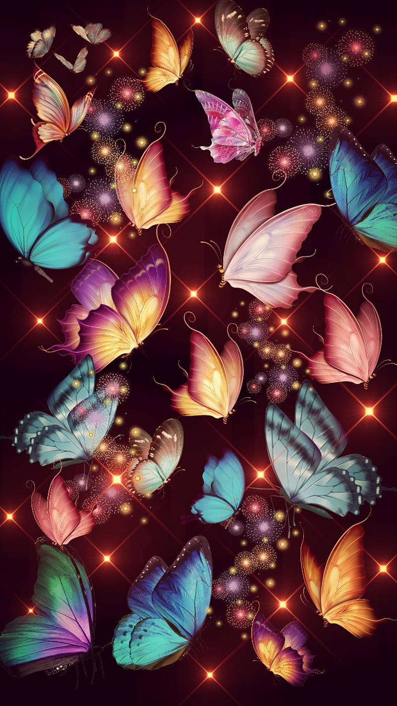 800x1422 Glow in the dark, butterflies, explosions, neon, stars, HD phone wallpaper