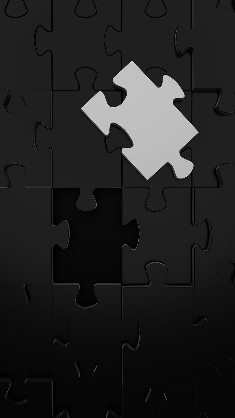 800x1422 Missing Piece, Anders, Anders Lunde, anderslunde, black, jigsaw, puzzle, HD phone wallpaper