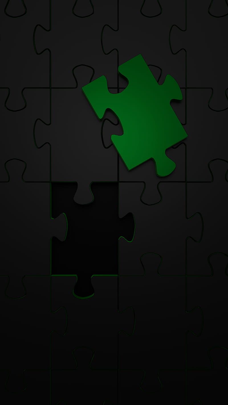 800x1422 Missing Piece Green, Anders, Anders Lunde, anderslunde, black, jigsaw, puzzle, HD phone wallpaper