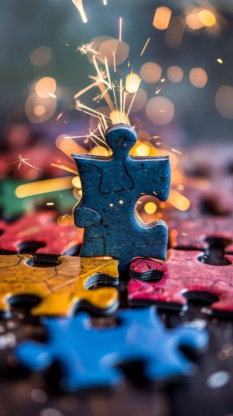 816x1456 Download Igniting Puzzle Piece Image, Sparks, Ignition