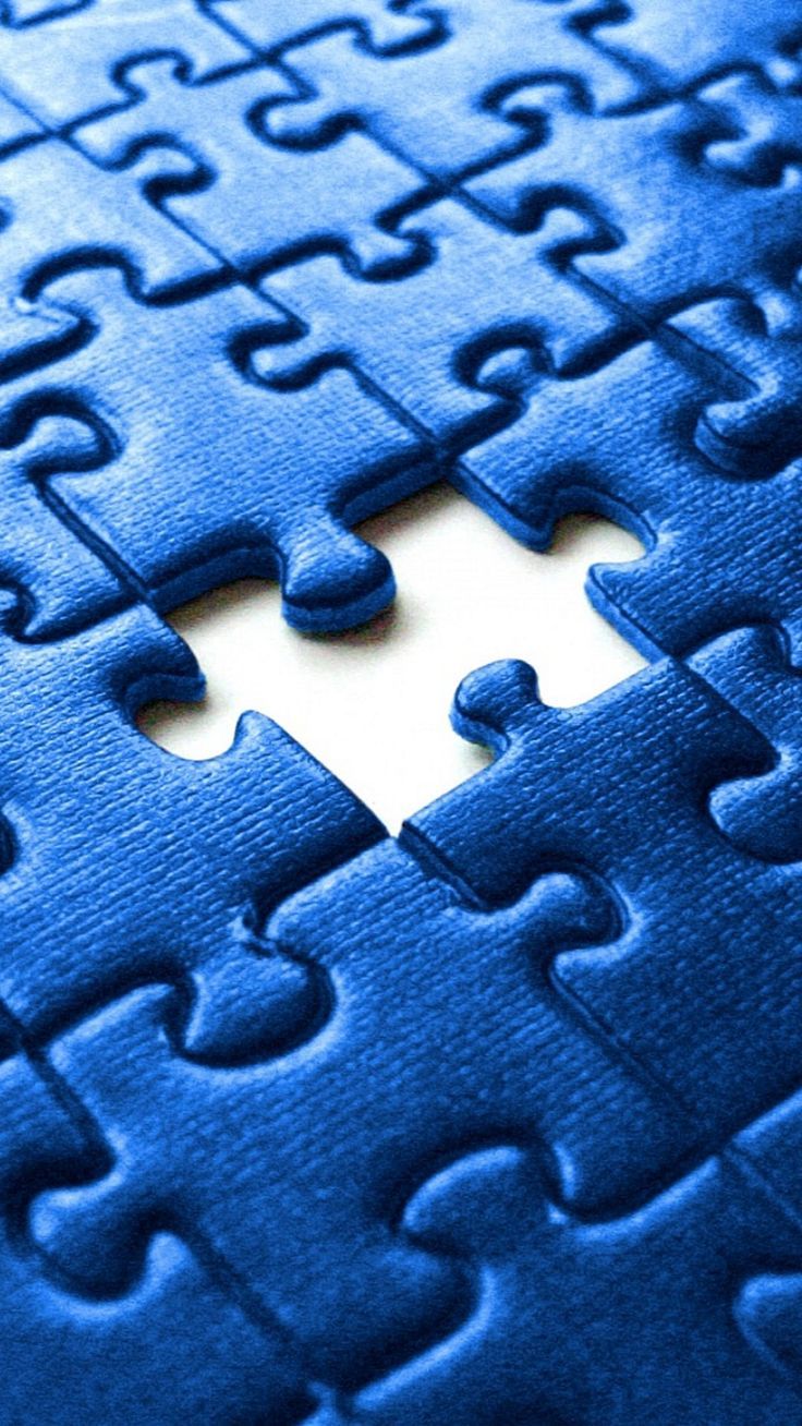 736x1308 Metamorphosis Art: Puzzle Piece with Missing Pieces. Blue background puzzle theme, Blue background puzzle art