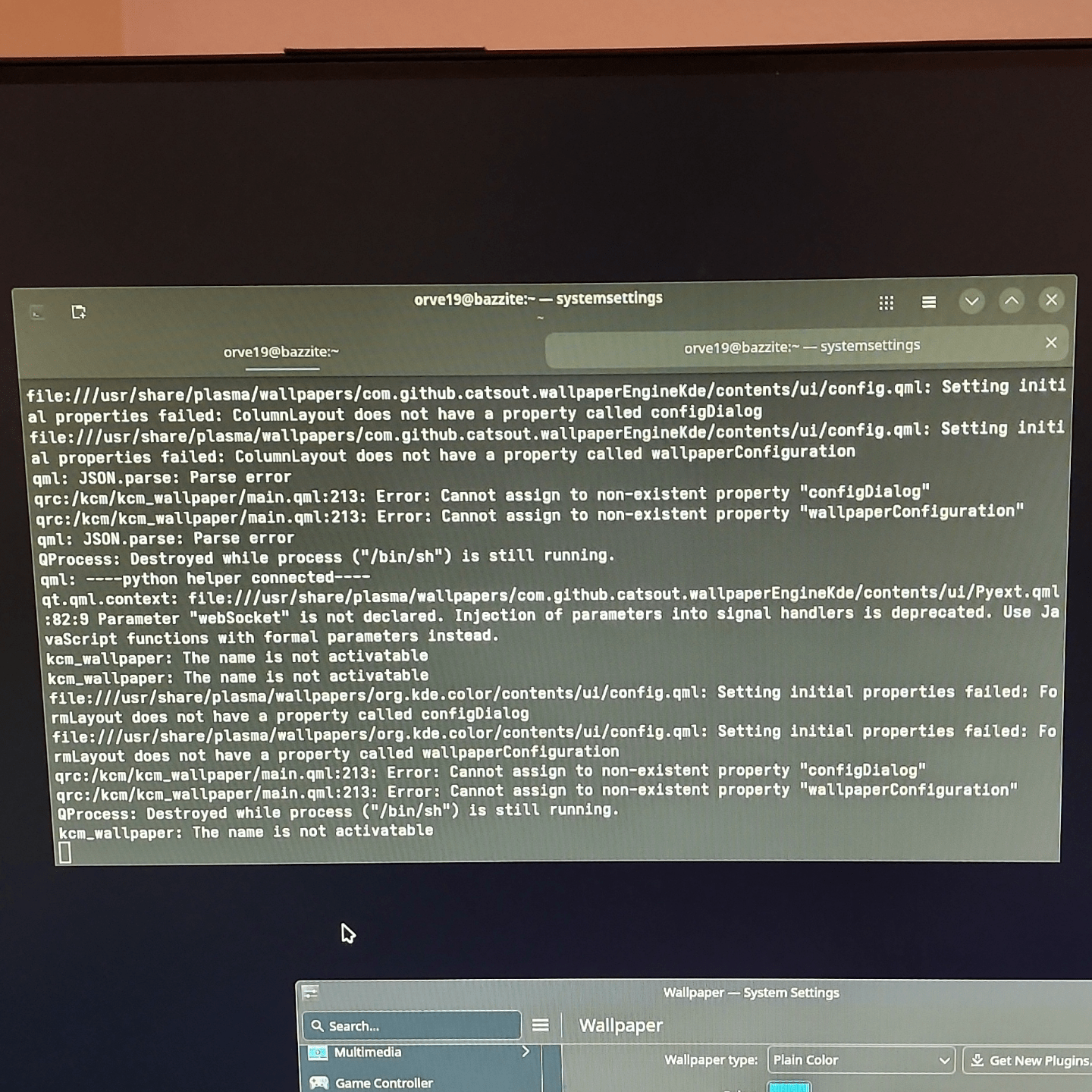 1440x1440 Desktop crash after trying to use KDE Wallpaper engine