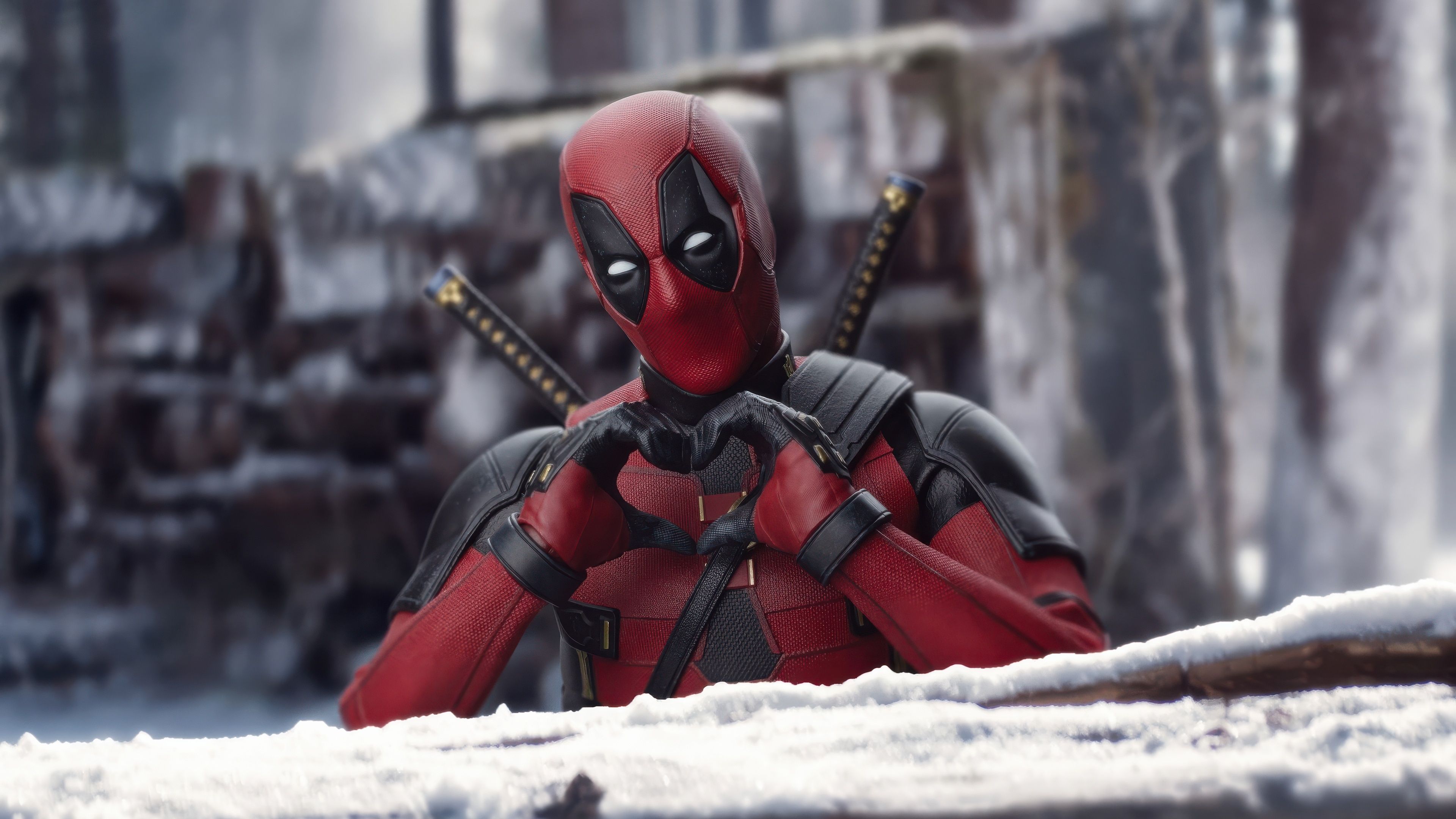 3840x2160 Deadpool making a heart Wallpaper 4K for Desktop