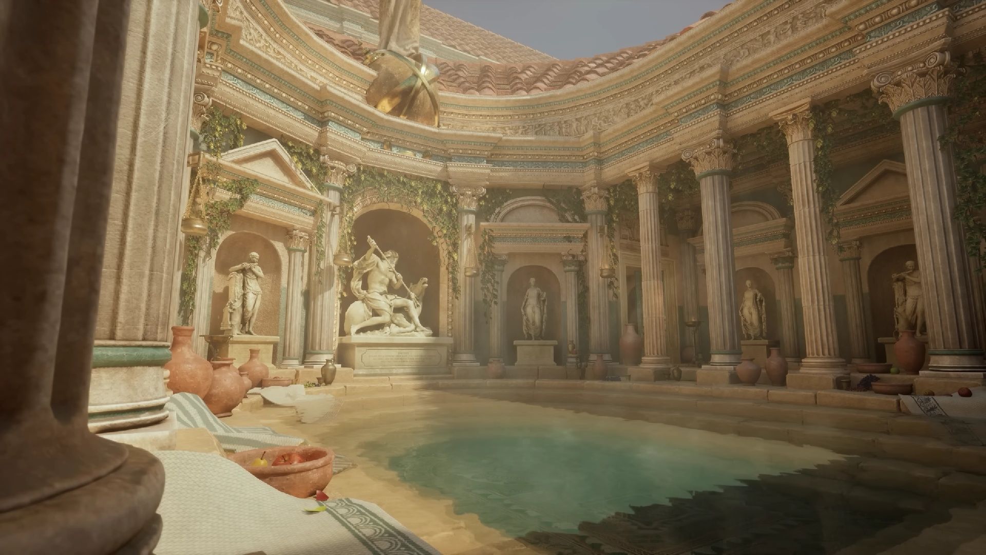 1920x1080 Wallpaper roma, pool, Italy, classical Roman art, Roman Baths for mobile and desktop, section стиль, resolution 1920x1080