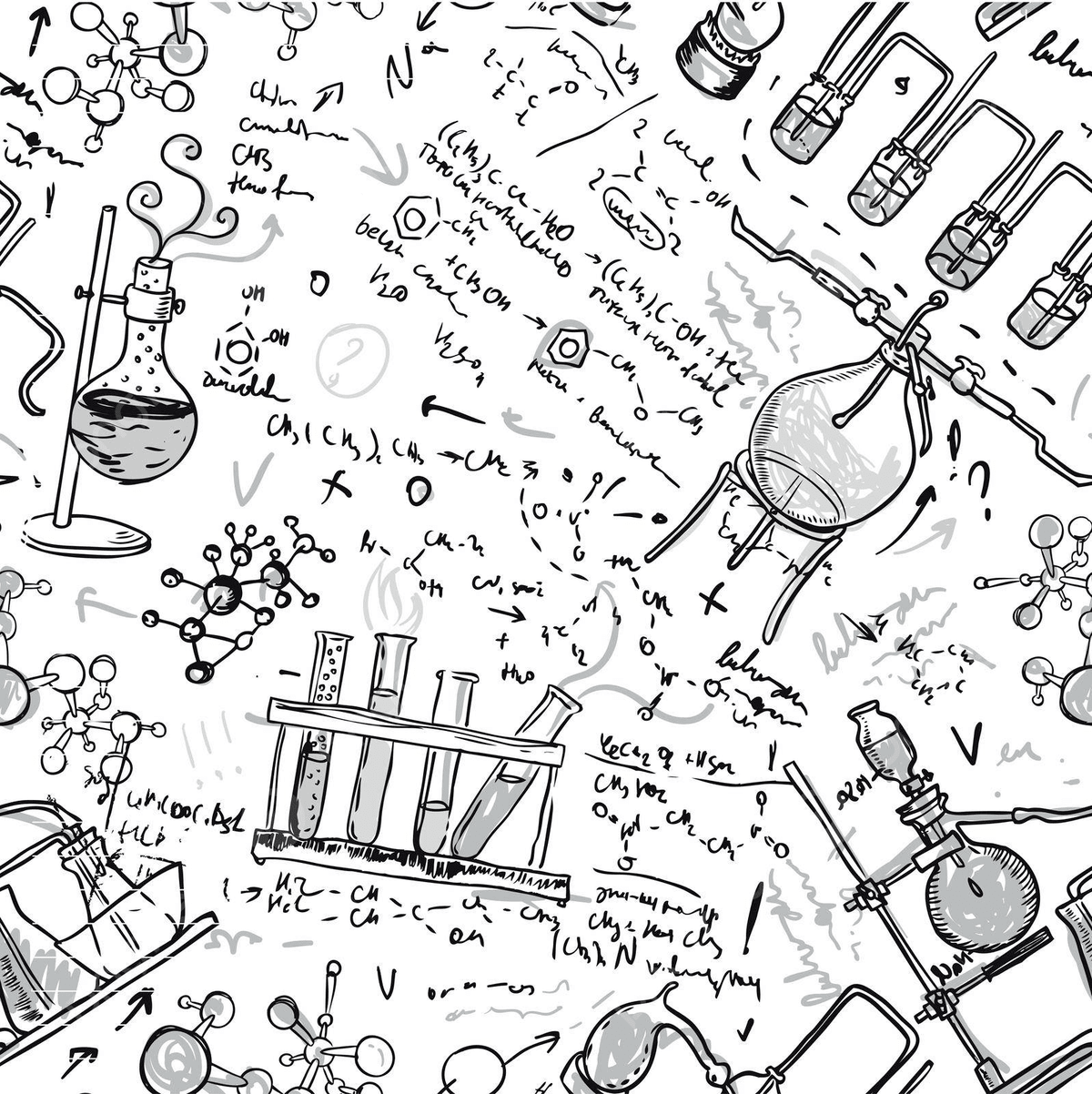 1200x1202 Science Chemistry Laboratory Background Sketchy Seamless Pattern Lab Chemistry Experiment Vector, Lab, Chemistry, Experiment Illustration Background And Wallpaper For Free Download