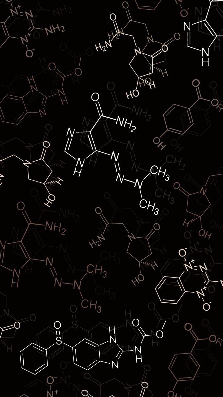 736x1308 Chemical Structures Wallpaper. Black and white chemistry design, Chemical molecular structure pattern, Chemistry study room inspiration