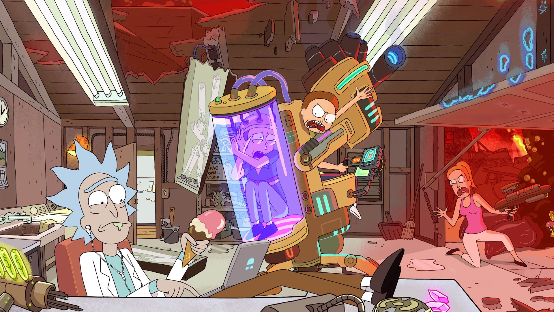 1920x1080 Phone wallpaper: Summer Smith, Jerry Smith, Rick And Morty, Tv Show, Morty Smith, Rick Sanchez 811657