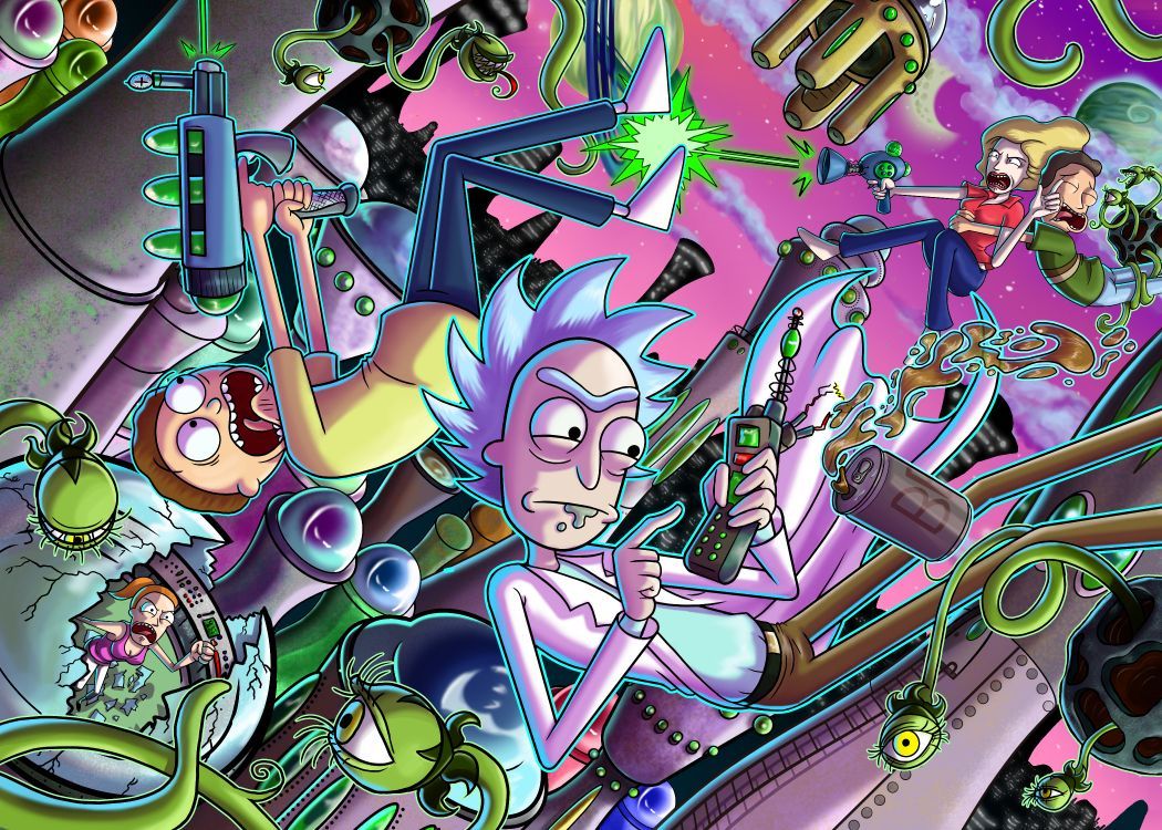 1050x750 Wallpaper Rick and Morty, Morty Smith, Rick Sanchez, Summer Smith, Poster, Background Free Image