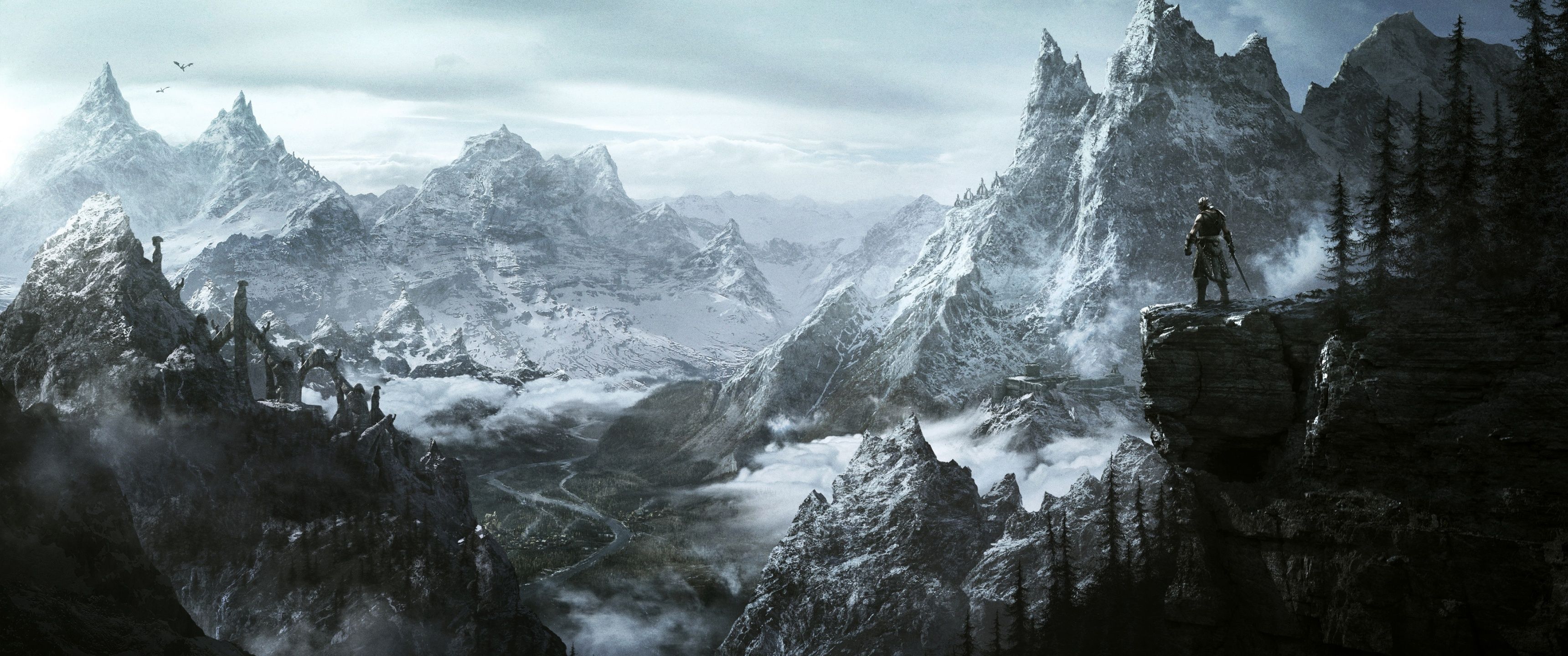 3440x1440 The Elder Scrolls V: Skyrim Wallpaper 4K, Landscape, Dragonborn