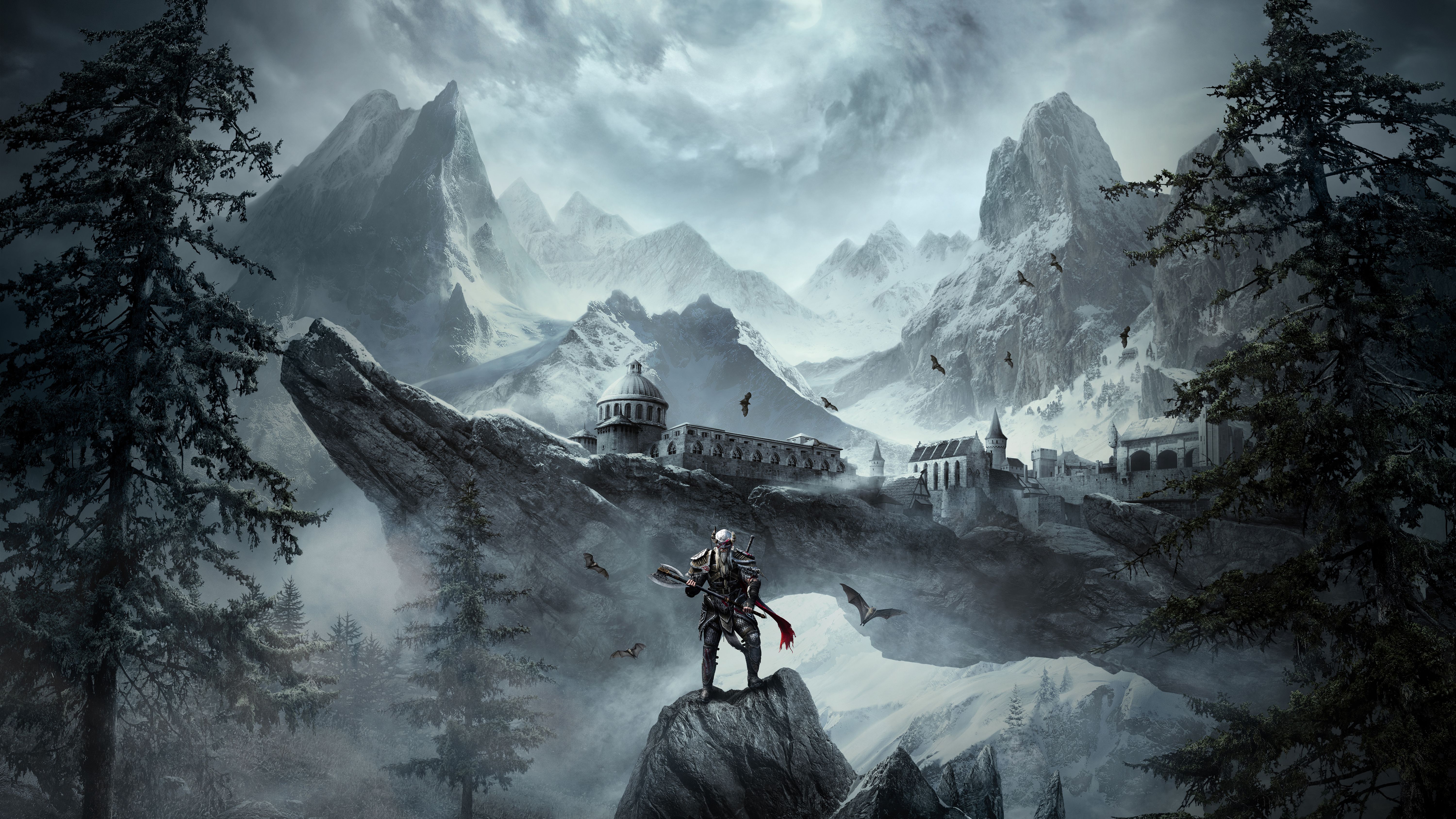 6000x3375 4K Ultra HD Elder Scrolls Online Warrior in Frosty Mountain Realmx3375