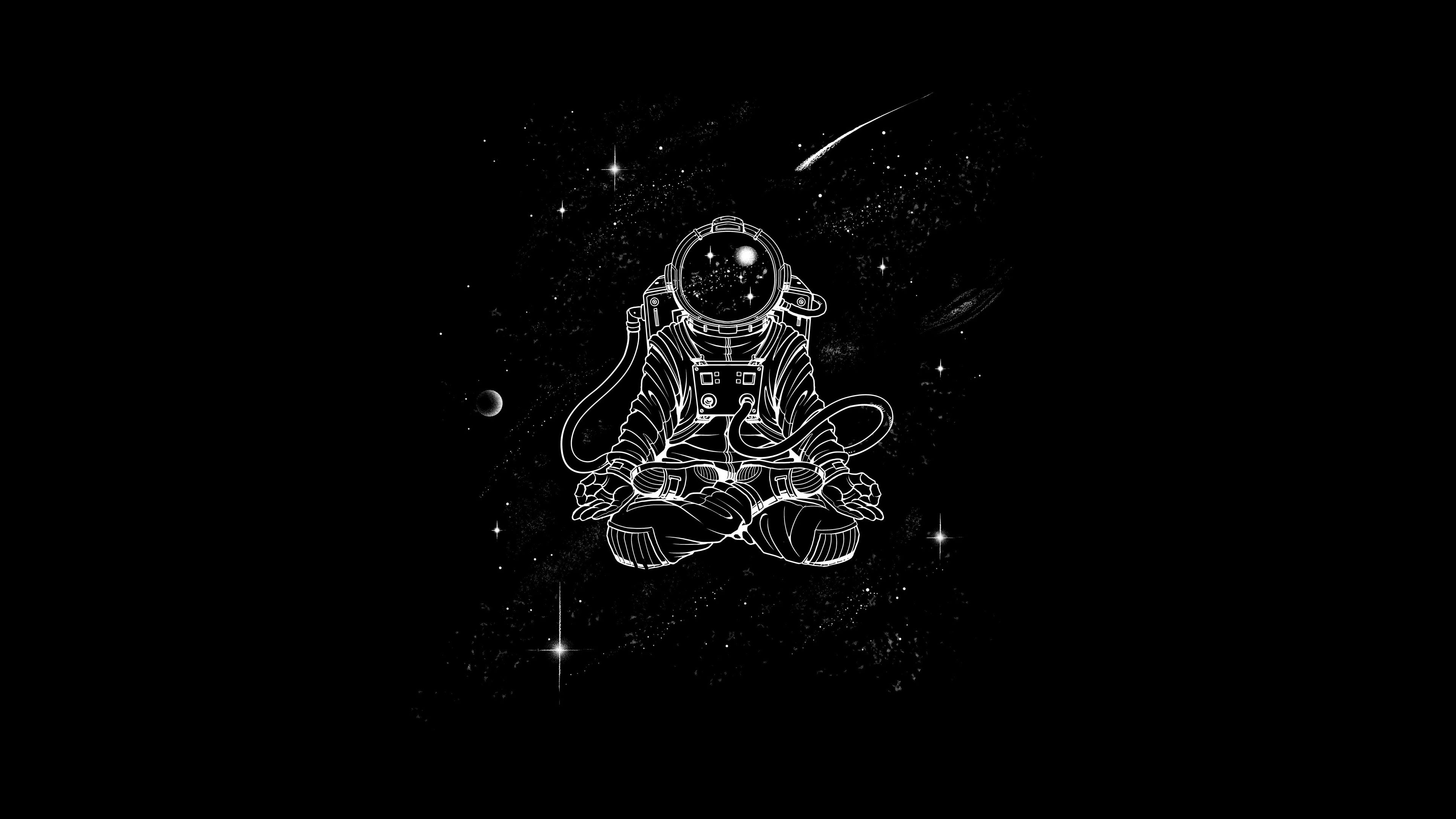 3840x2160 Astronaut Wallpaper 4K, Yoga, Meditation, Minimal art
